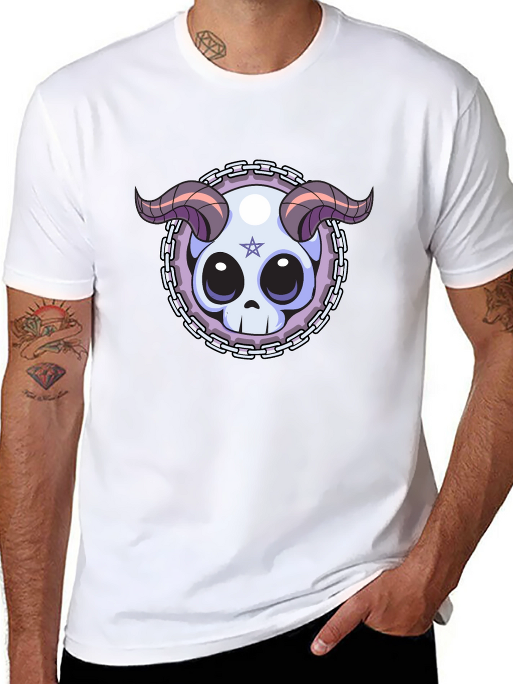 Skull & Horns Graphic Tee - Edgy Style
