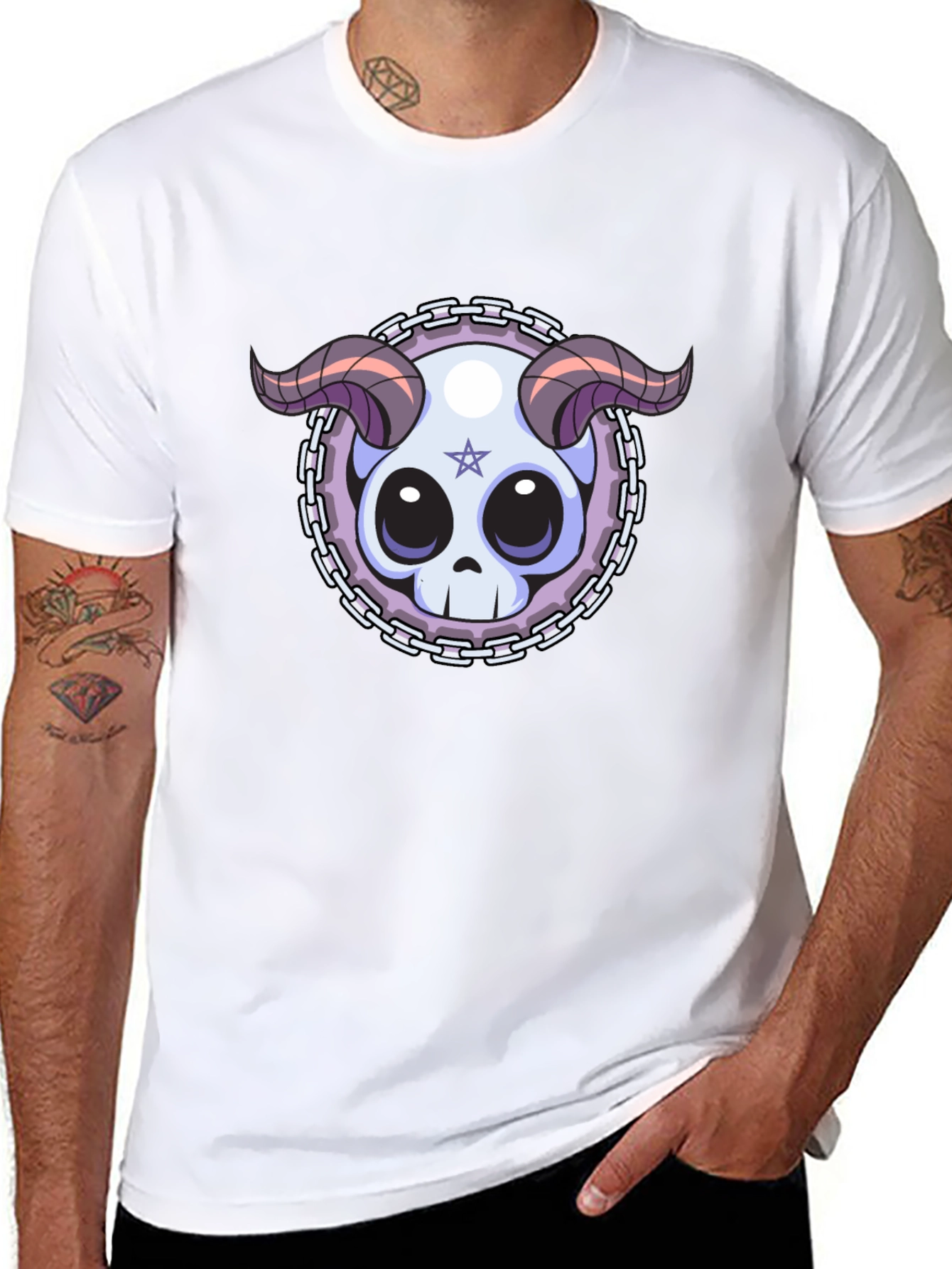 Skull & Horns Graphic Tee - Edgy Style
