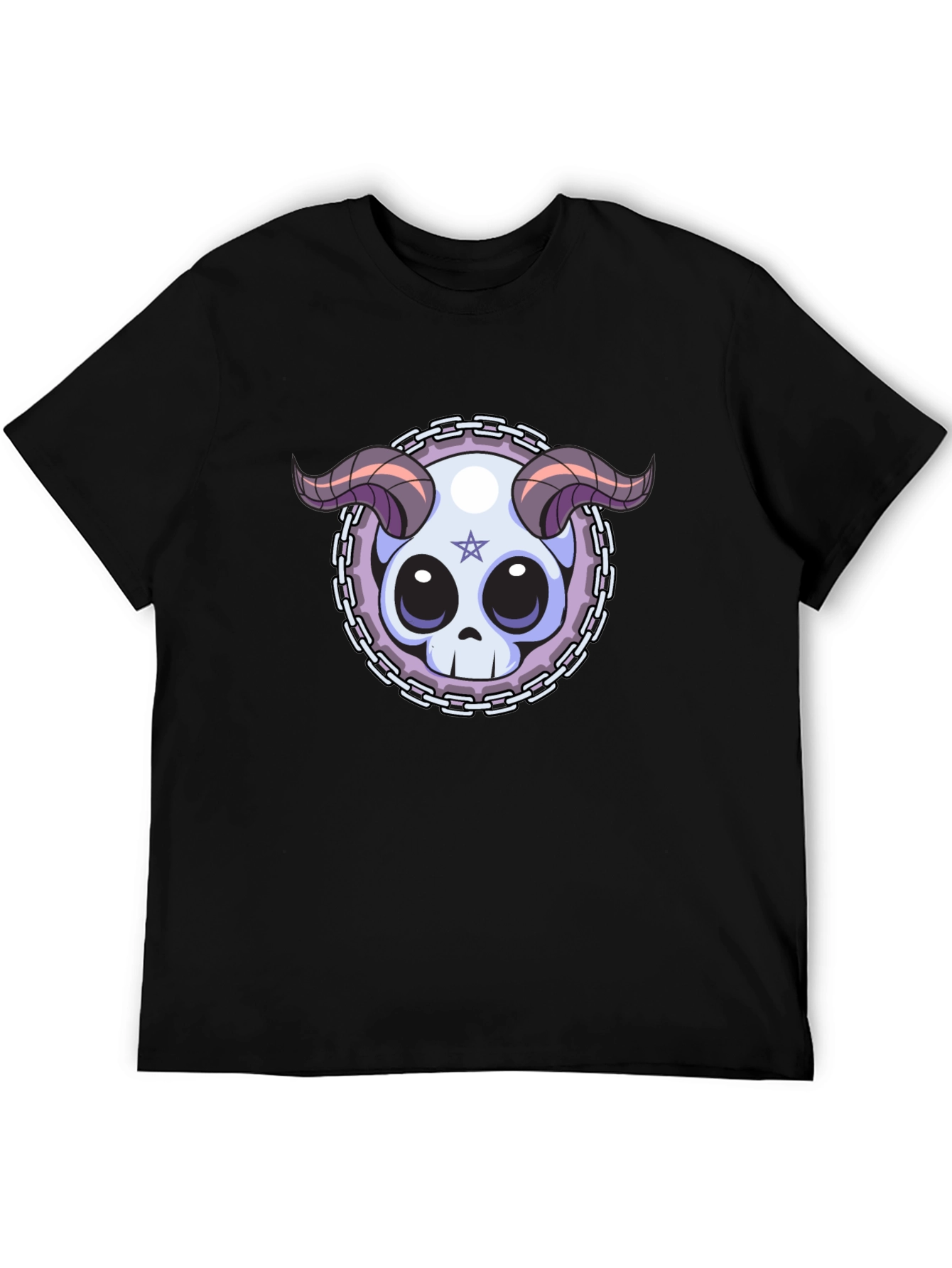 Skull & Horns Graphic Tee - Edgy Style