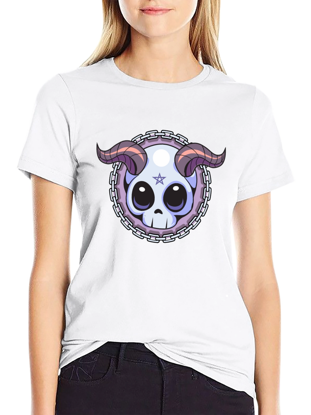 Skull & Horns Graphic Tee - Edgy Style