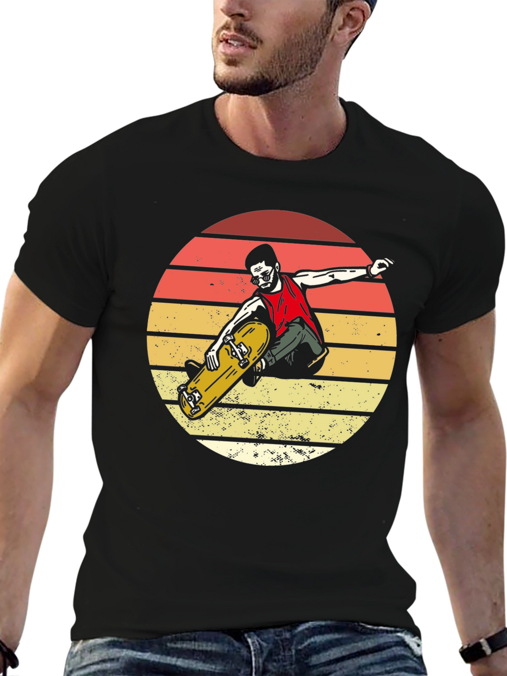 Skater Sunset Graphic Tee - Retro Style