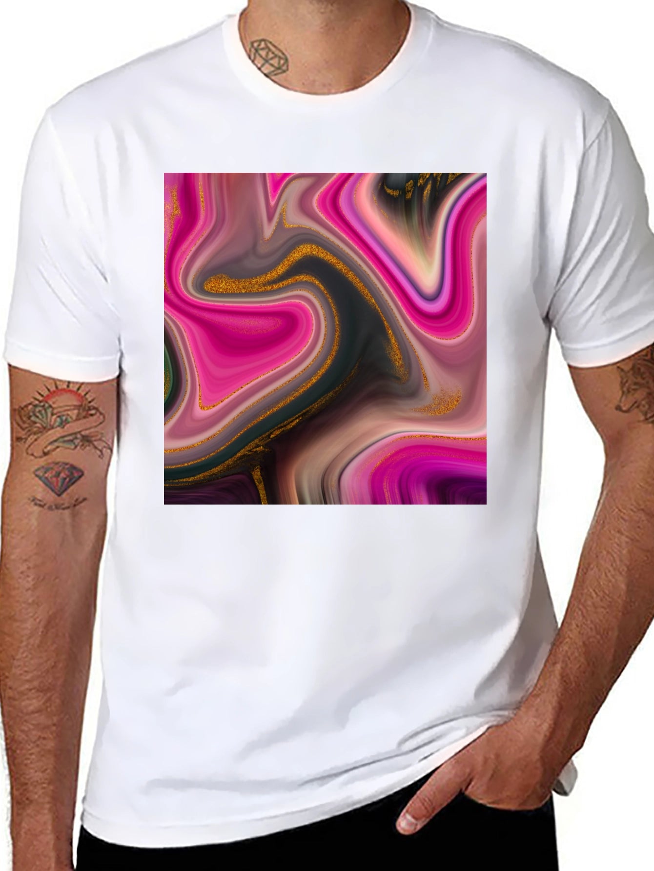 Abstract Swirl Tee - Artistic Mens Black T-Shirt