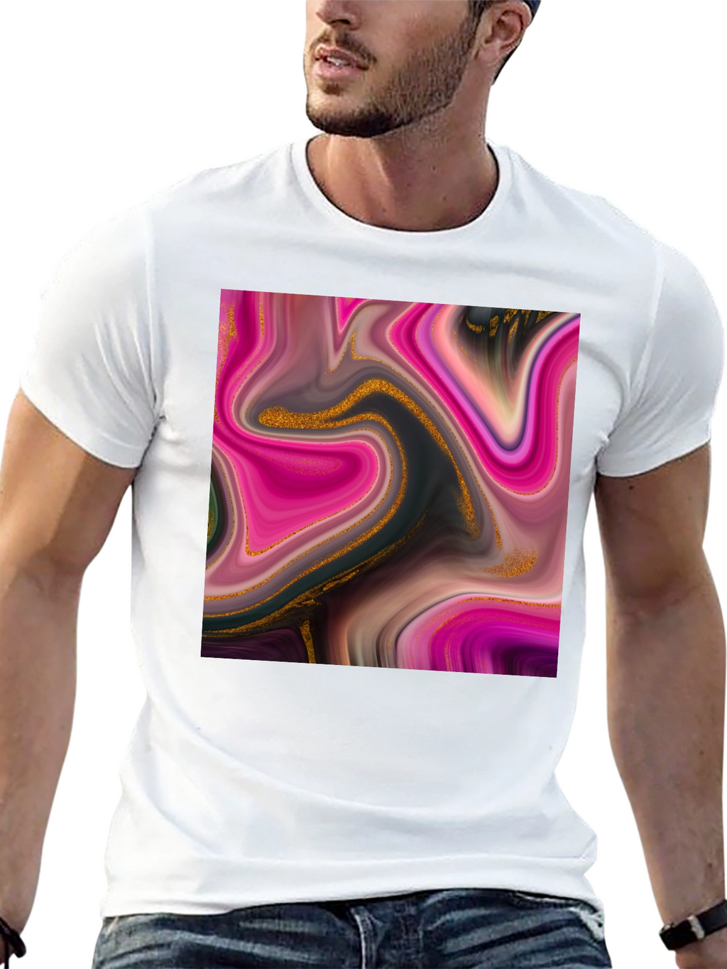 Abstract Swirl Tee - Artistic Mens Black T-Shirt