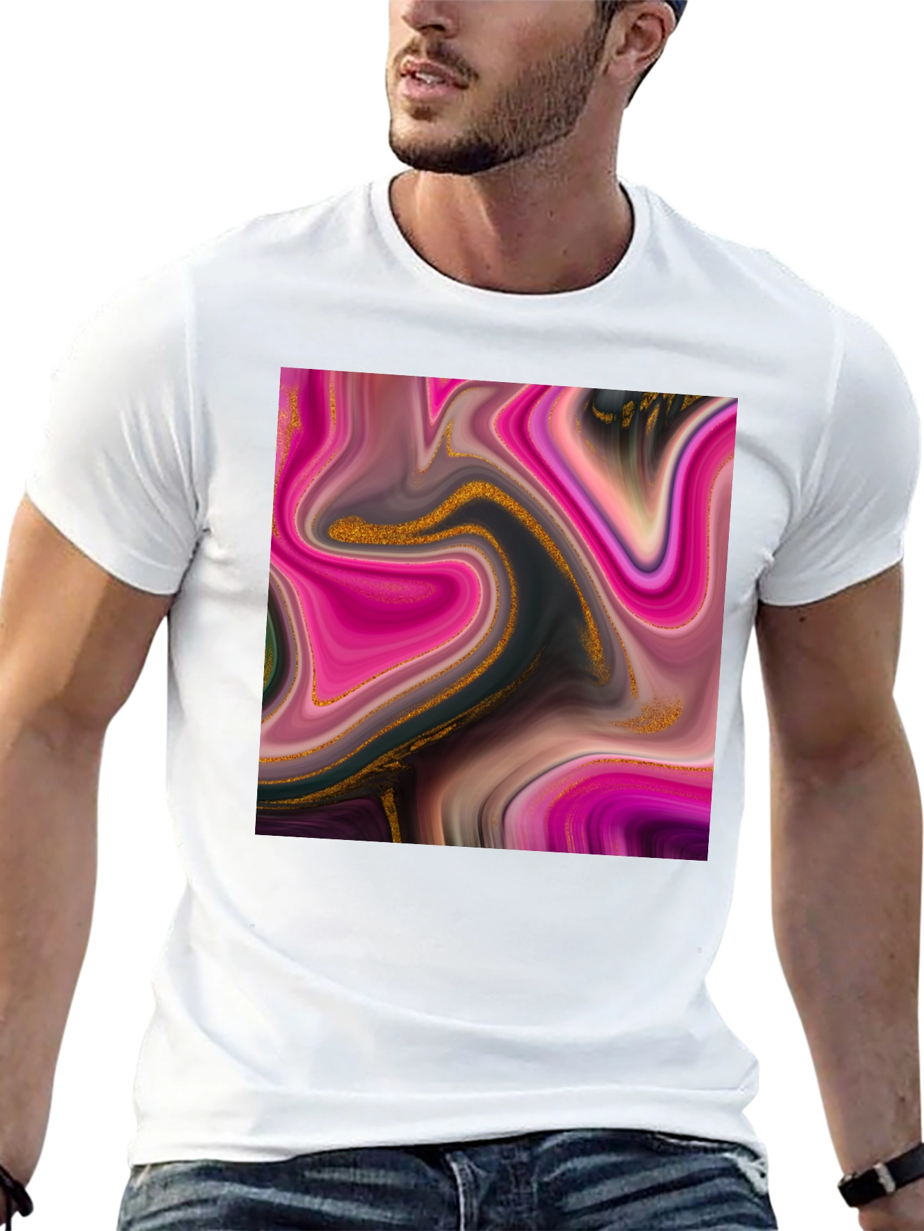 Abstract Swirl Tee - Artistic Mens Black T-Shirt