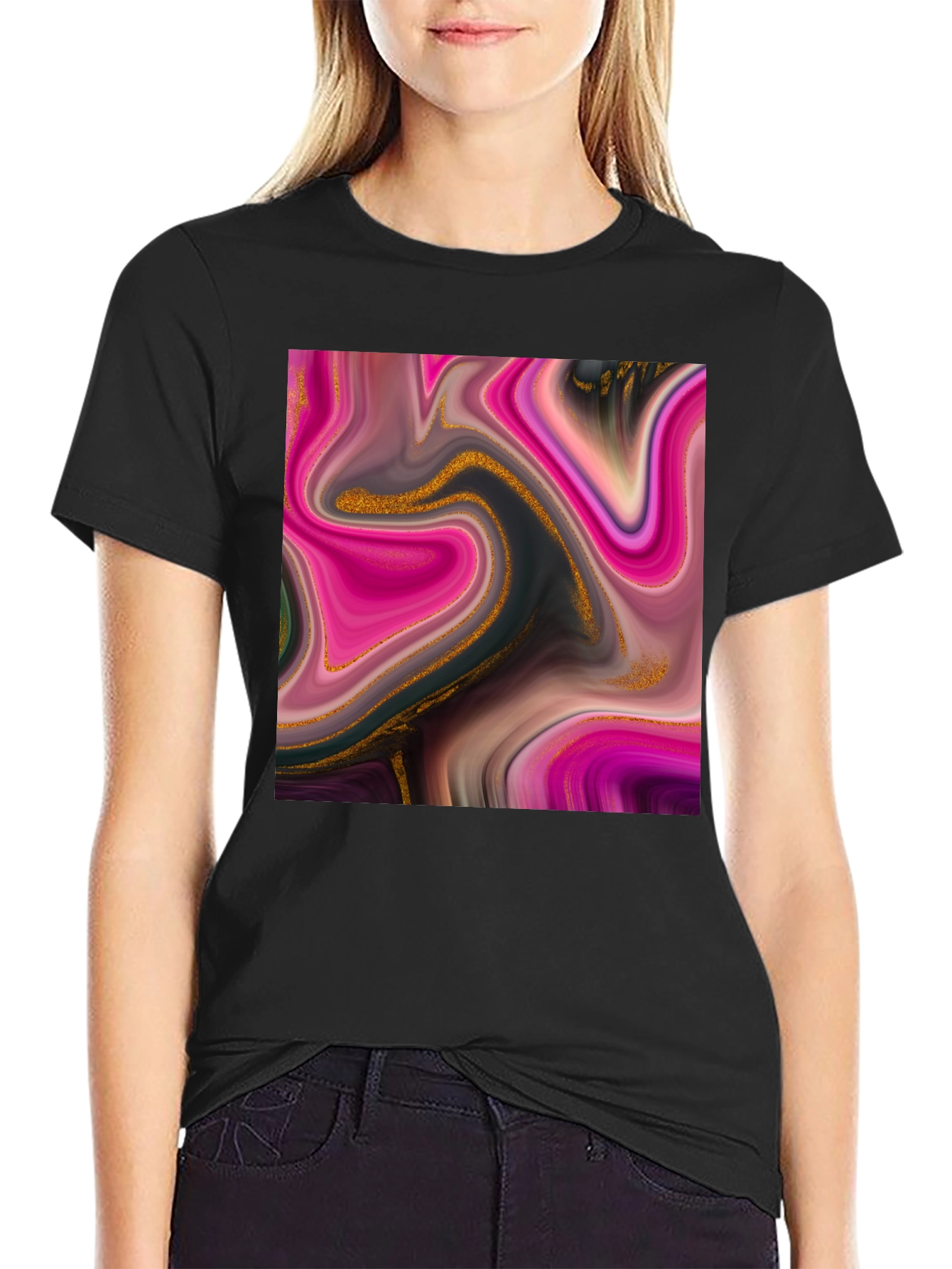 Abstract Swirl Tee - Artistic Mens Black T-Shirt