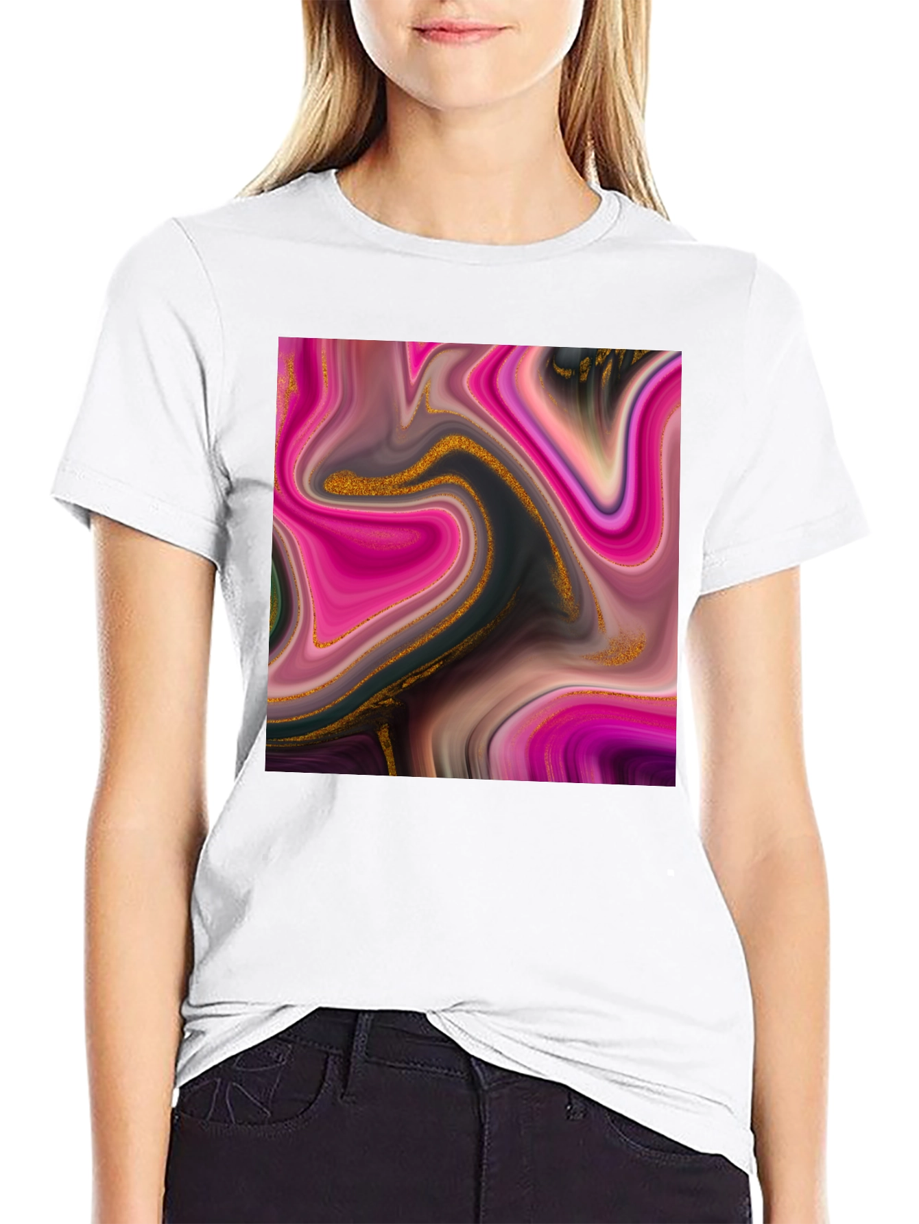 Abstract Swirl Tee - Artistic Mens Black T-Shirt