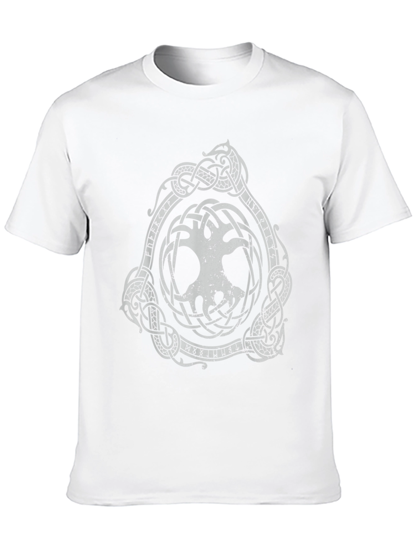 Black T-Shirt with Yggdrasil Viking Tree of Life Design