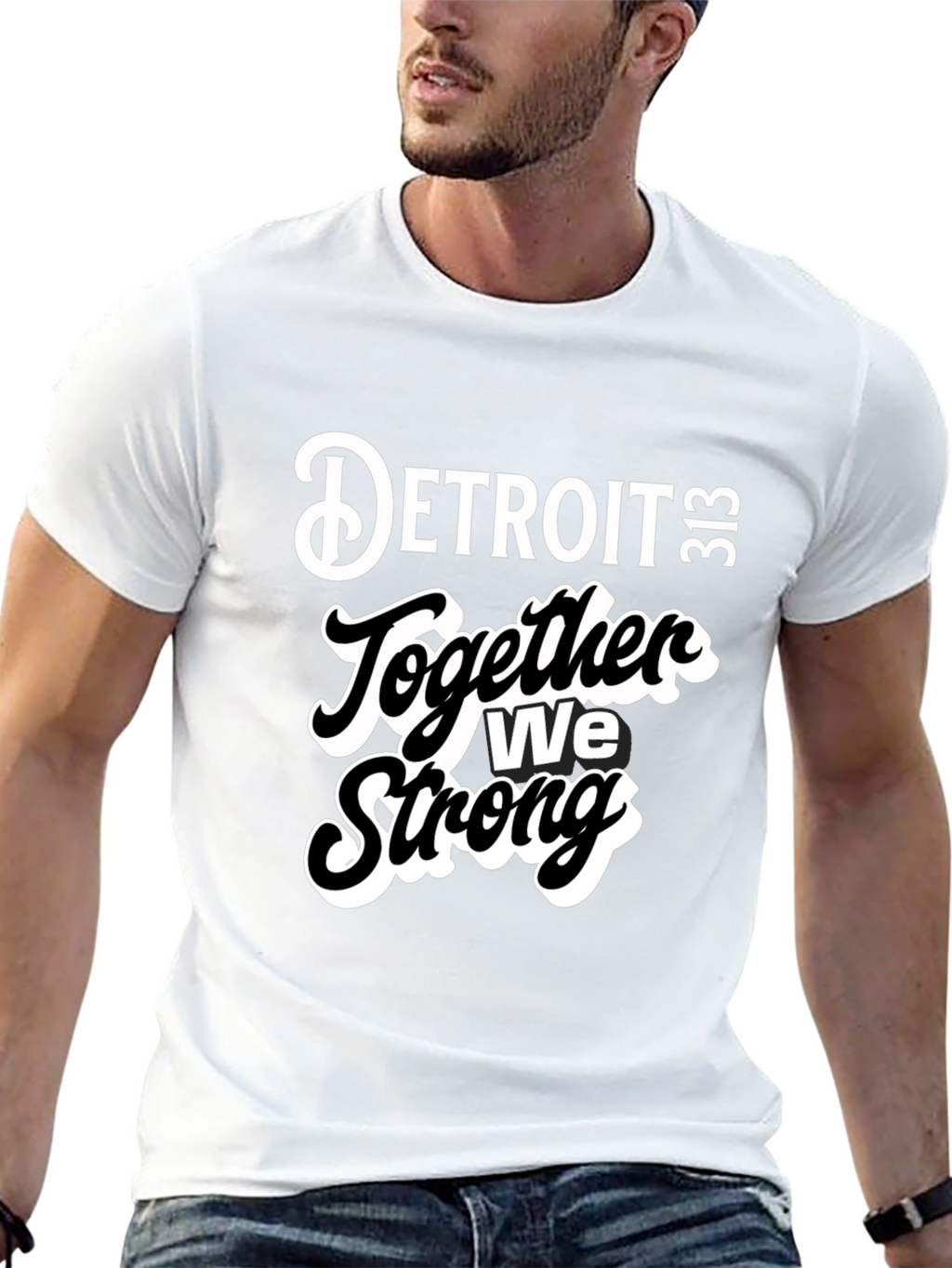 Detroit Together We Strong Black Graphic Tee
