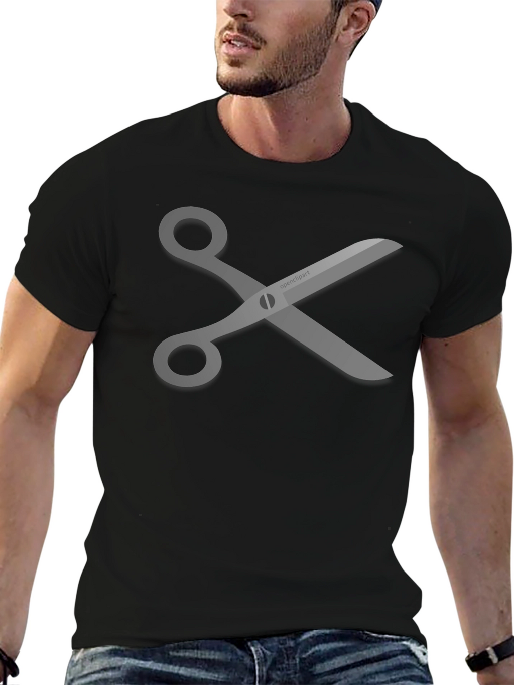 Scissors Graphic Tee - Stylish Black T-Shirt