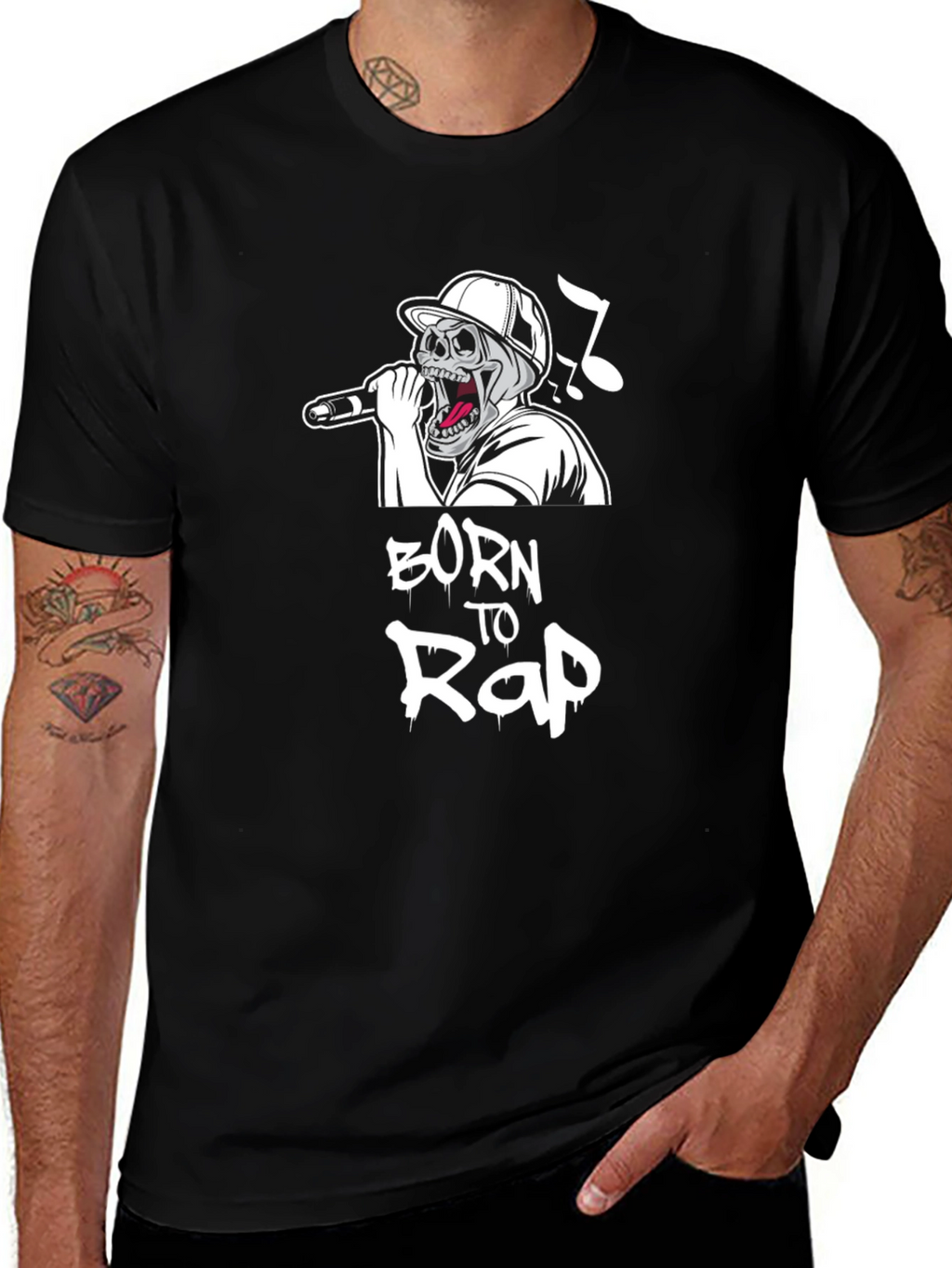 Born to Rap Skull Graphic Black T-Shirt