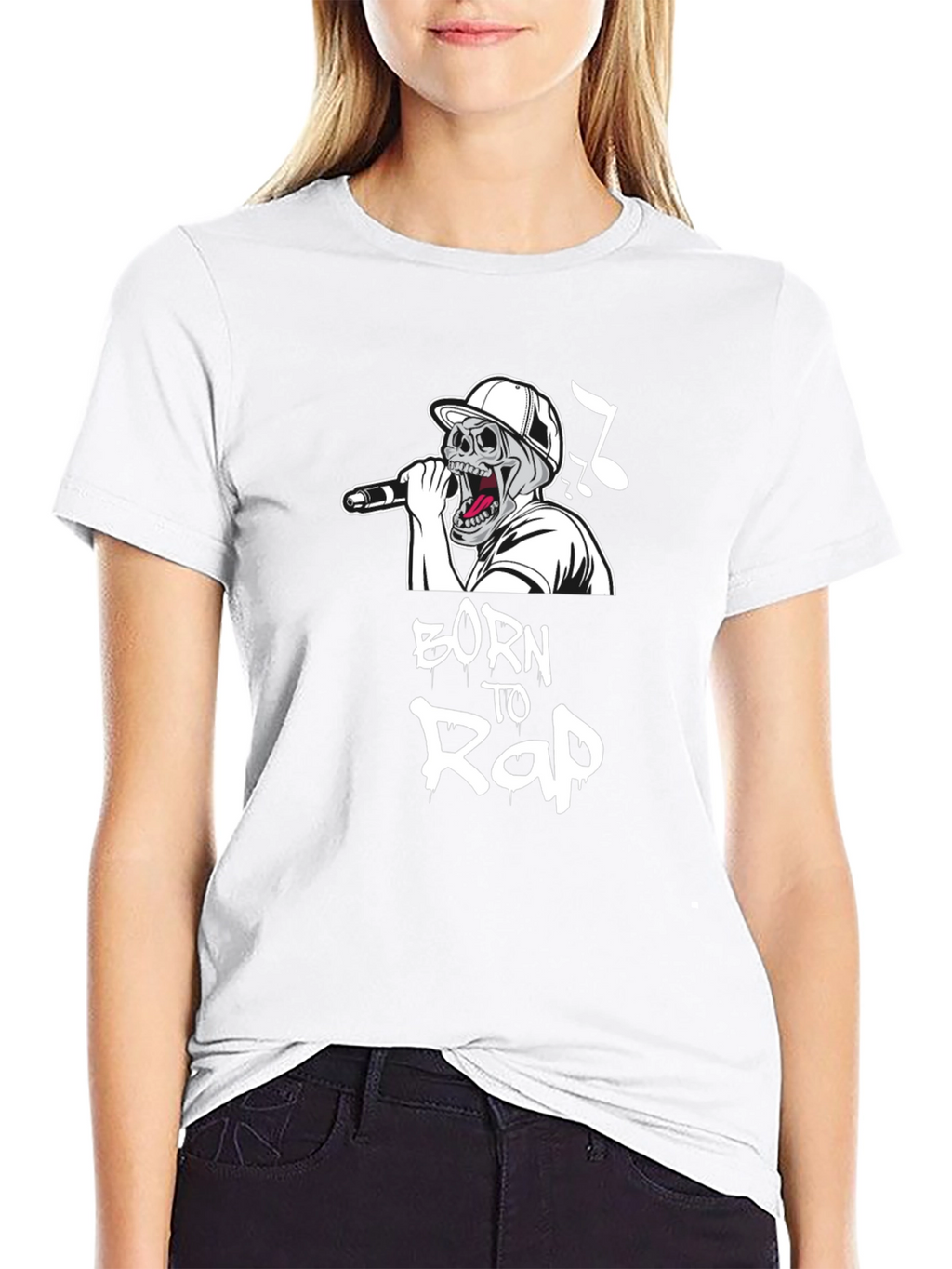 Born to Rap Skull Graphic Black T-Shirt