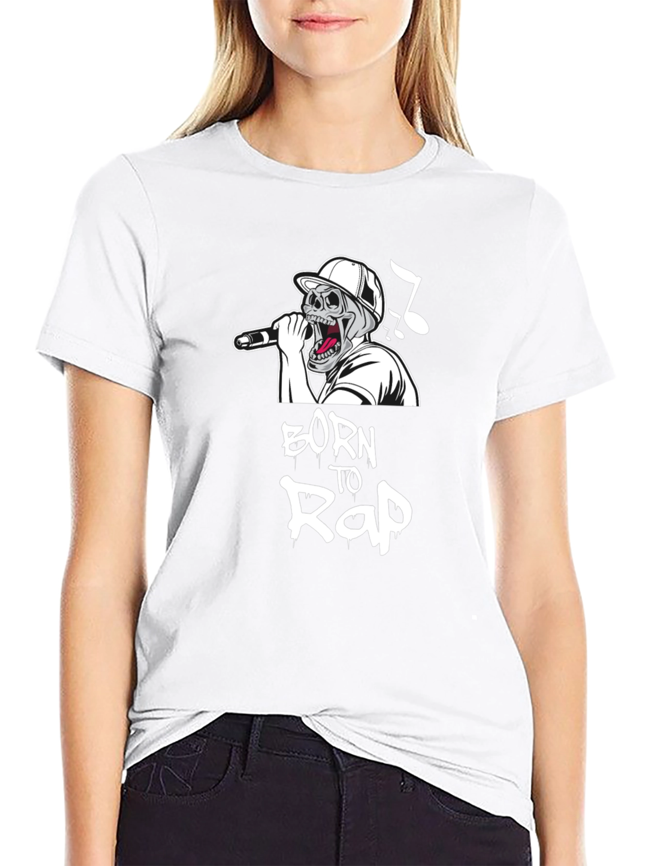 Born to Rap Skull Graphic Black T-Shirt