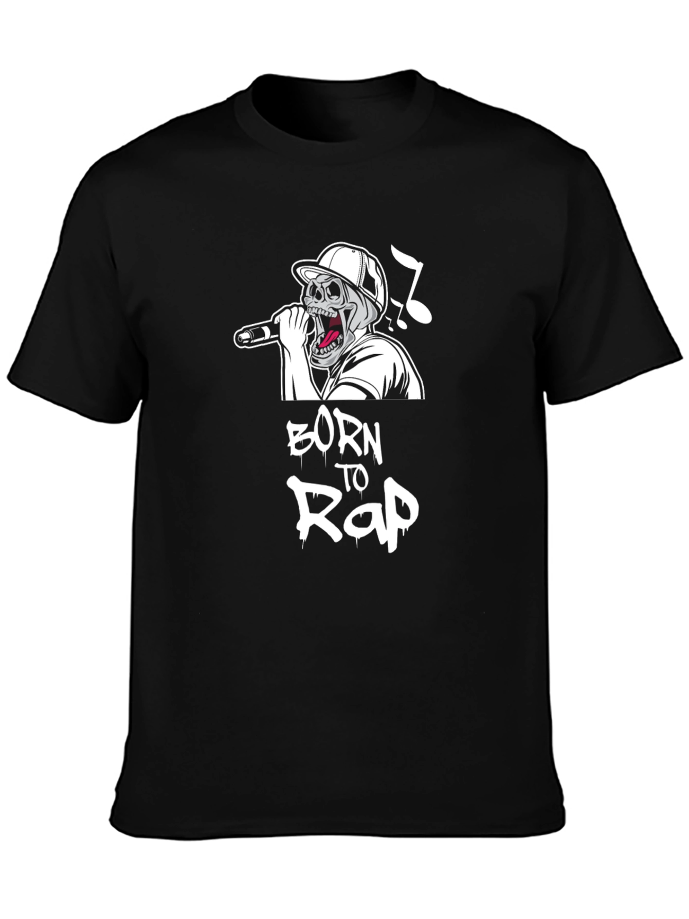 Born to Rap Skull Graphic Black T-Shirt