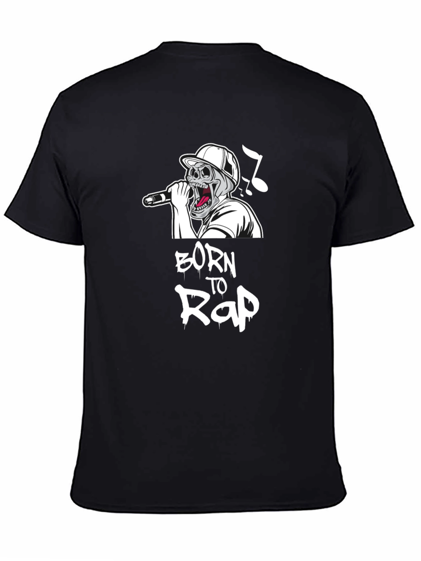 Born to Rap Skull Graphic Black T-Shirt