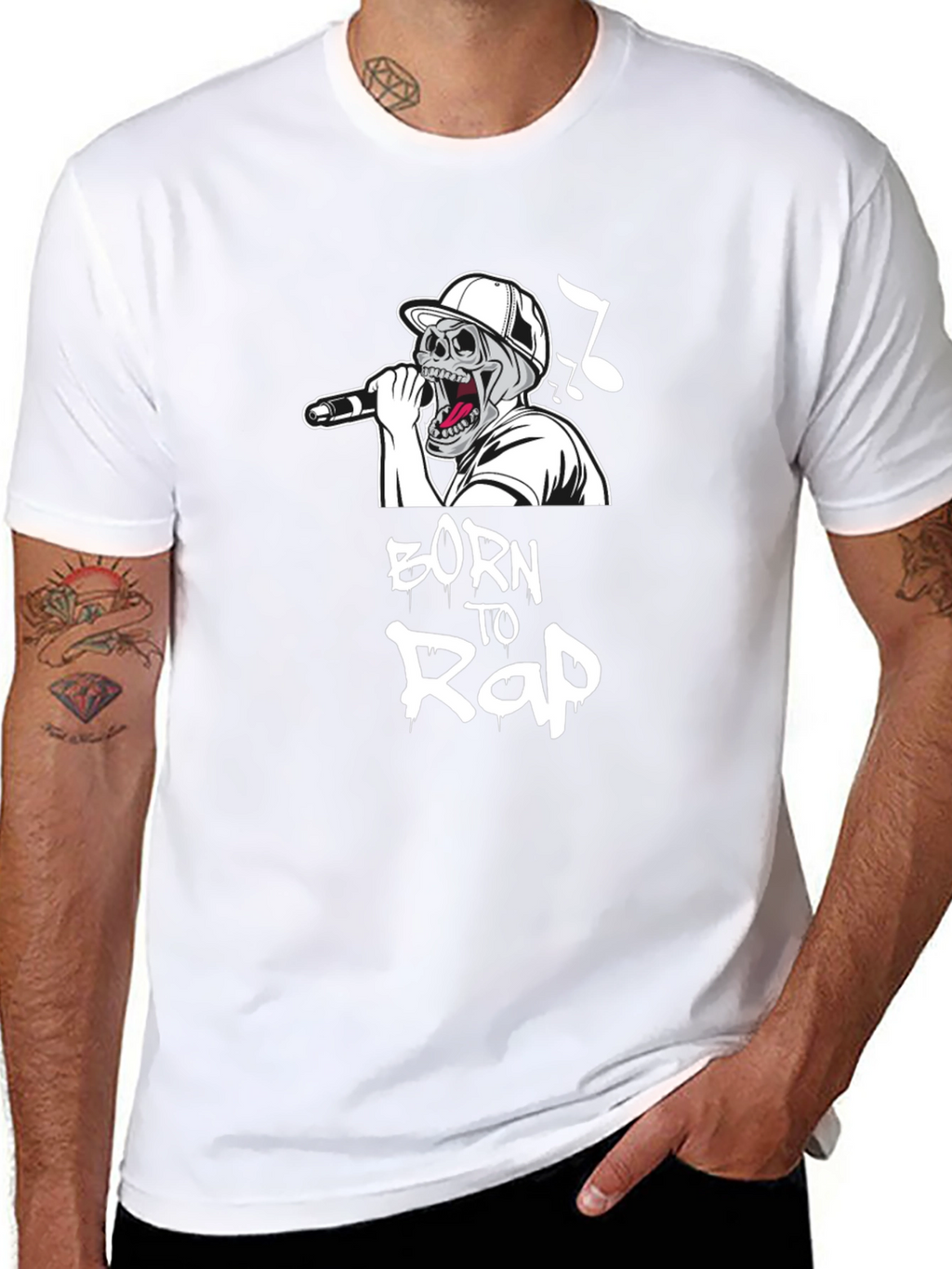 Born to Rap Skull Graphic Black T-Shirt