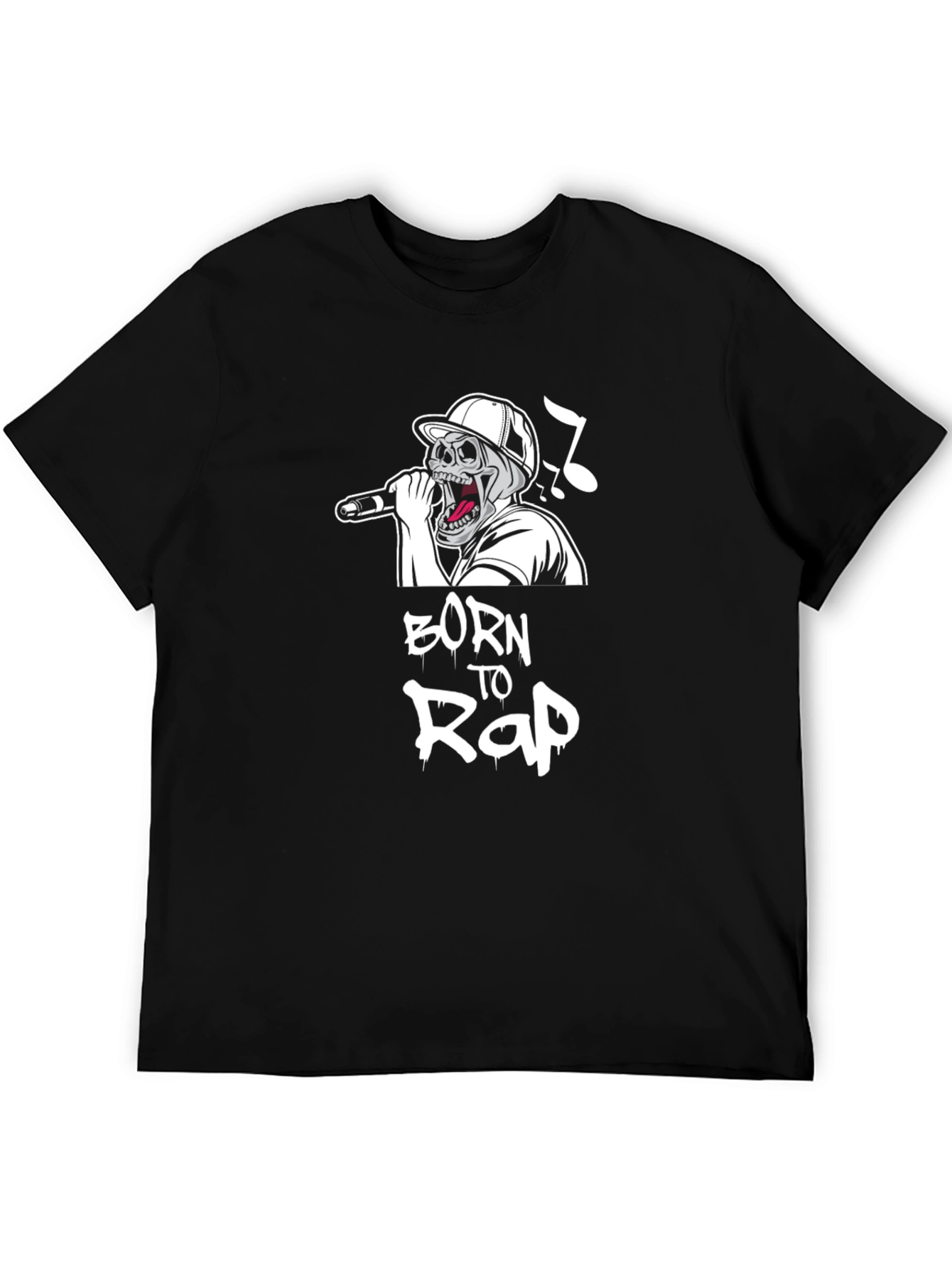 Born to Rap Skull Graphic Black T-Shirt