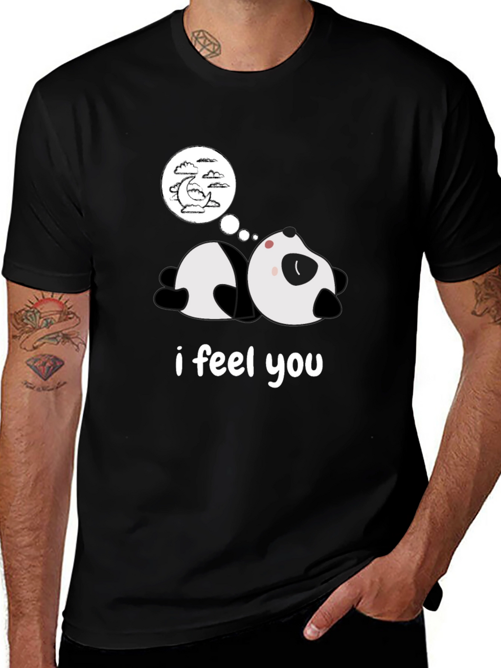 Dreamy Panda Black T-Shirt - I Feel You