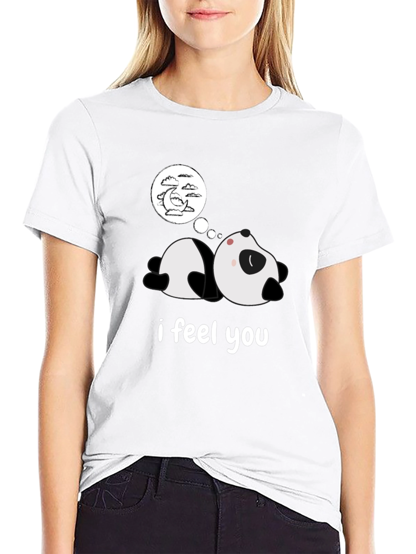 Dreamy Panda Black T-Shirt - I Feel You