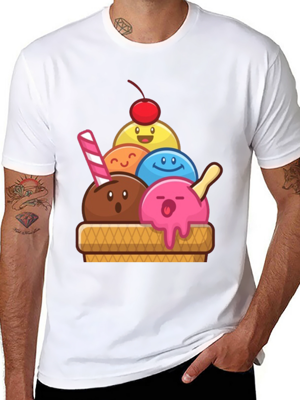Ice Cream Scoop T-Shirt - Fun Cartoon Design