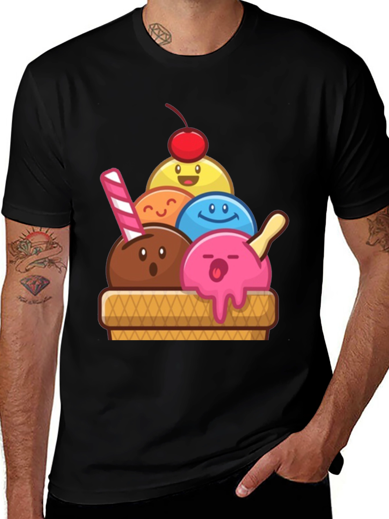 Ice Cream Scoop T-Shirt - Fun Cartoon Design