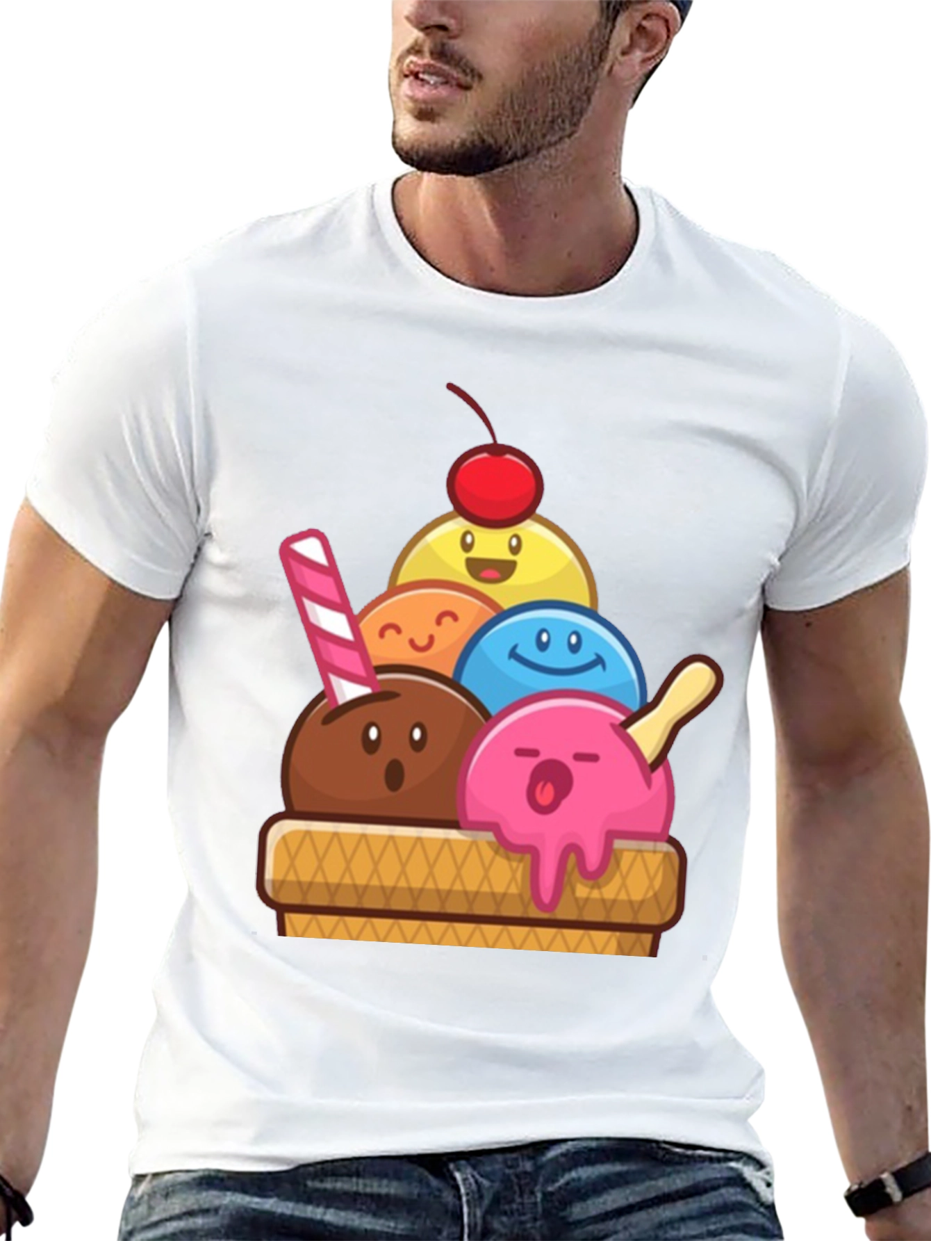 Ice Cream Scoop T-Shirt - Fun Cartoon Design