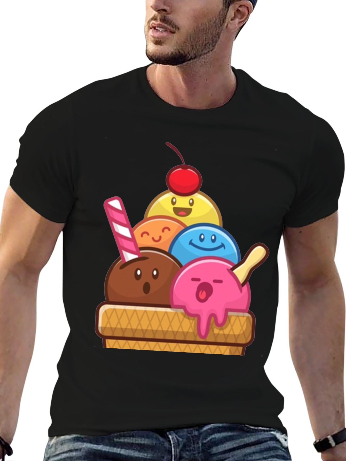 Ice Cream Scoop T-Shirt - Fun Cartoon Design