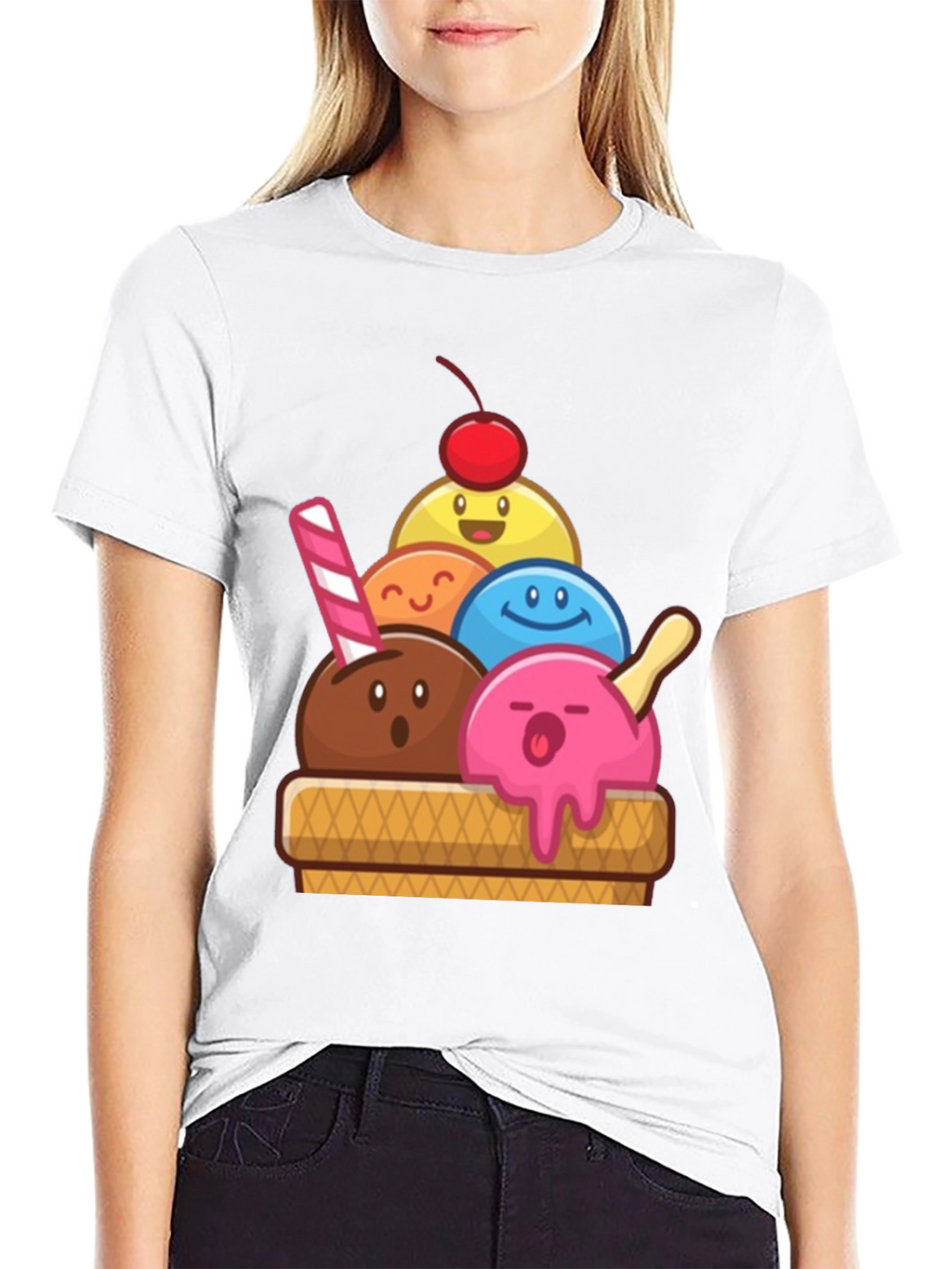 Ice Cream Scoop T-Shirt - Fun Cartoon Design
