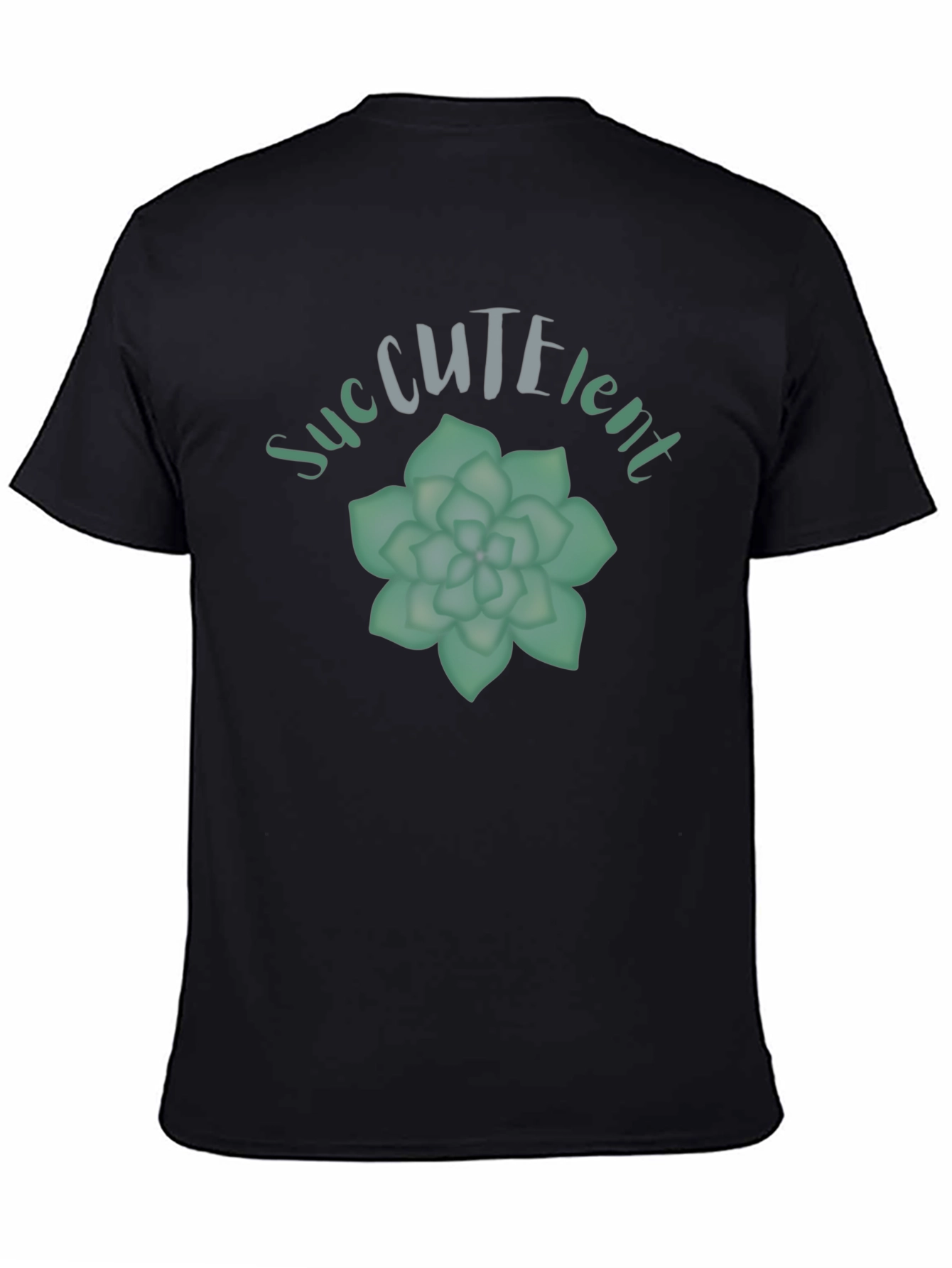 Succulent Plant Graphic Black T-Shirt