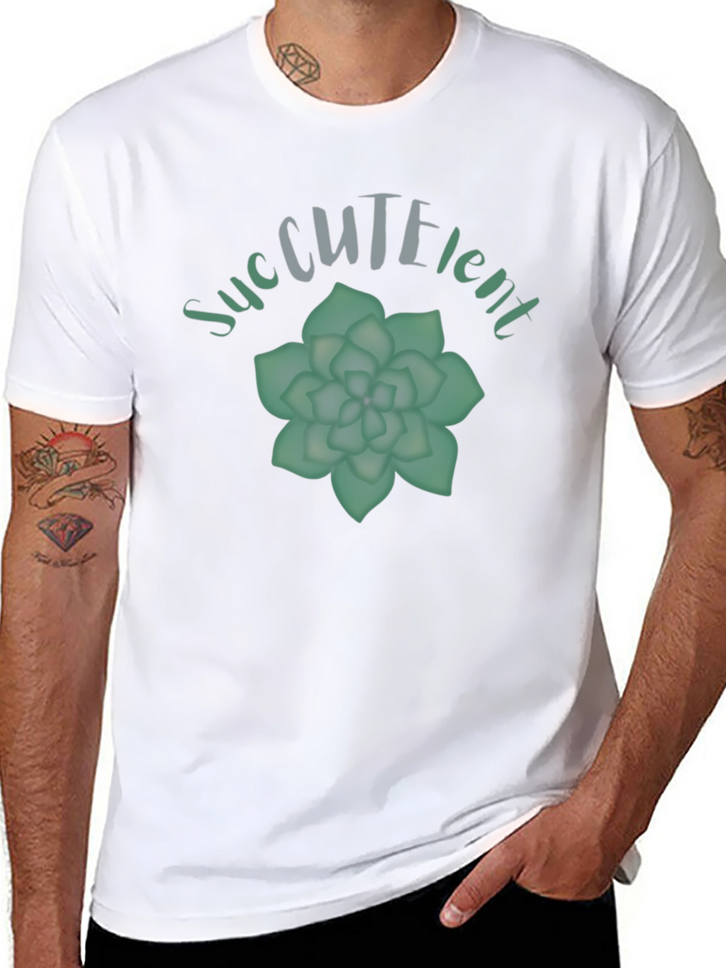 Succulent Plant Graphic Black T-Shirt
