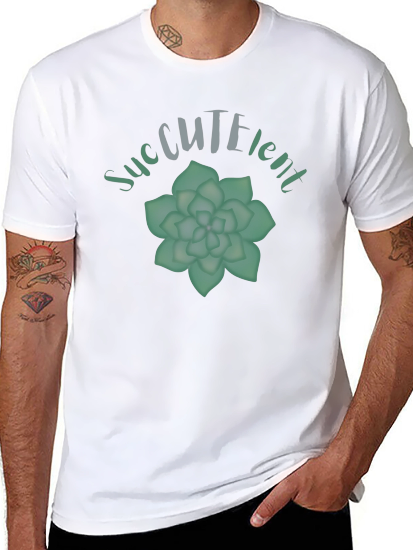 Succulent Plant Graphic Black T-Shirt