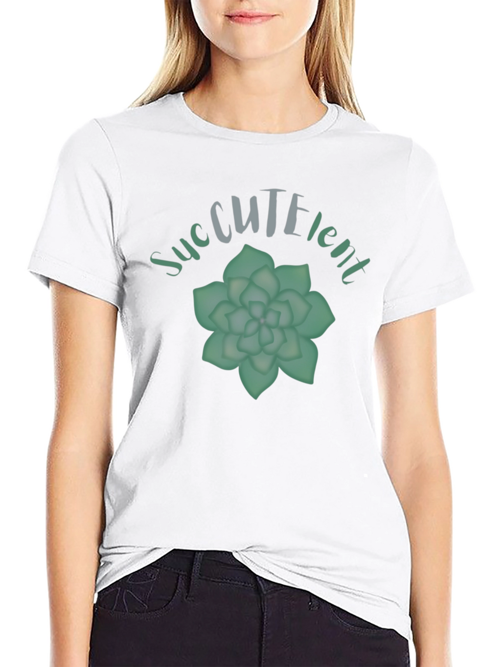 Succulent Plant Graphic Black T-Shirt