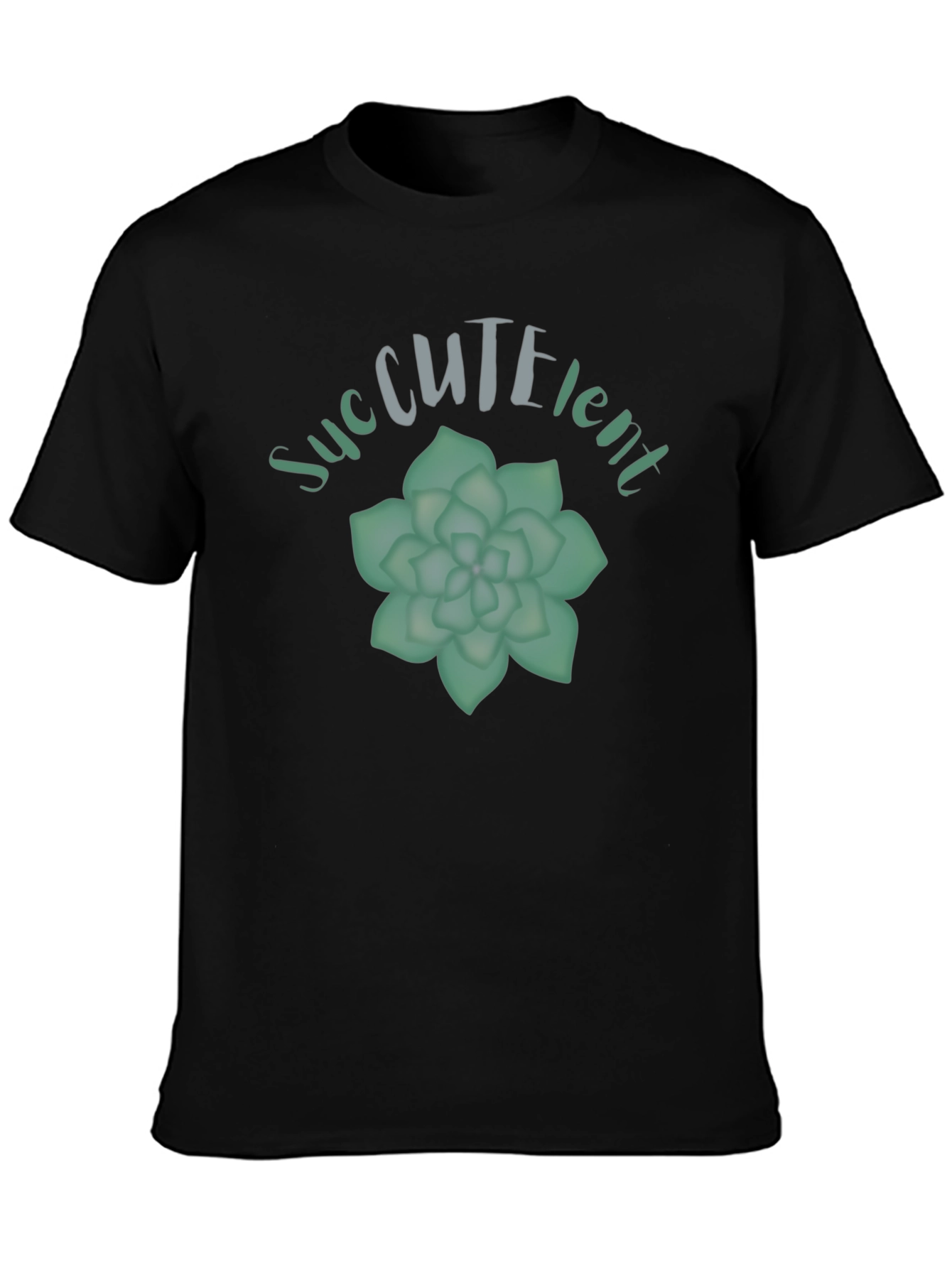Succulent Plant Graphic Black T-Shirt