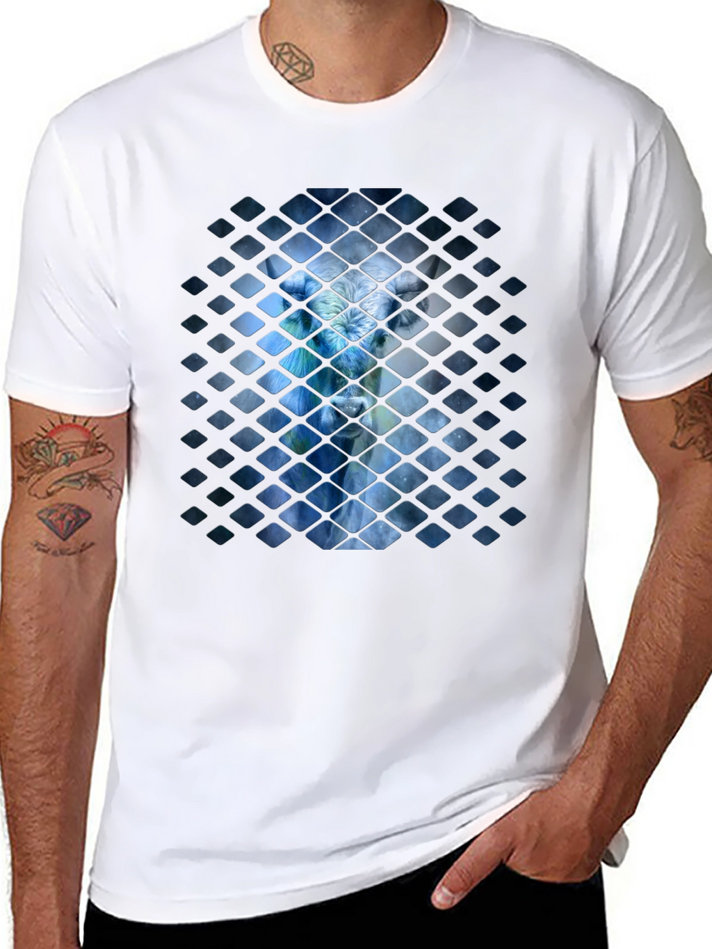 Abstract Avatar Graphic Black T-Shirt