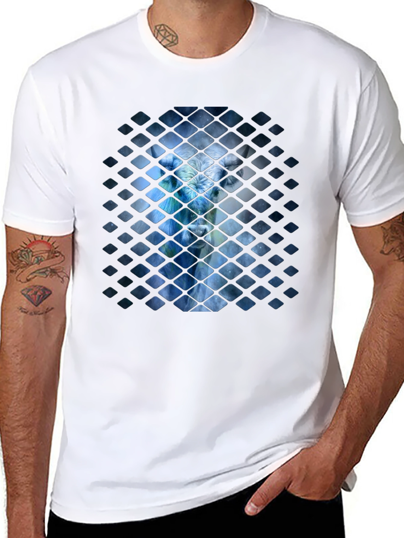 Abstract Avatar Graphic Black T-Shirt