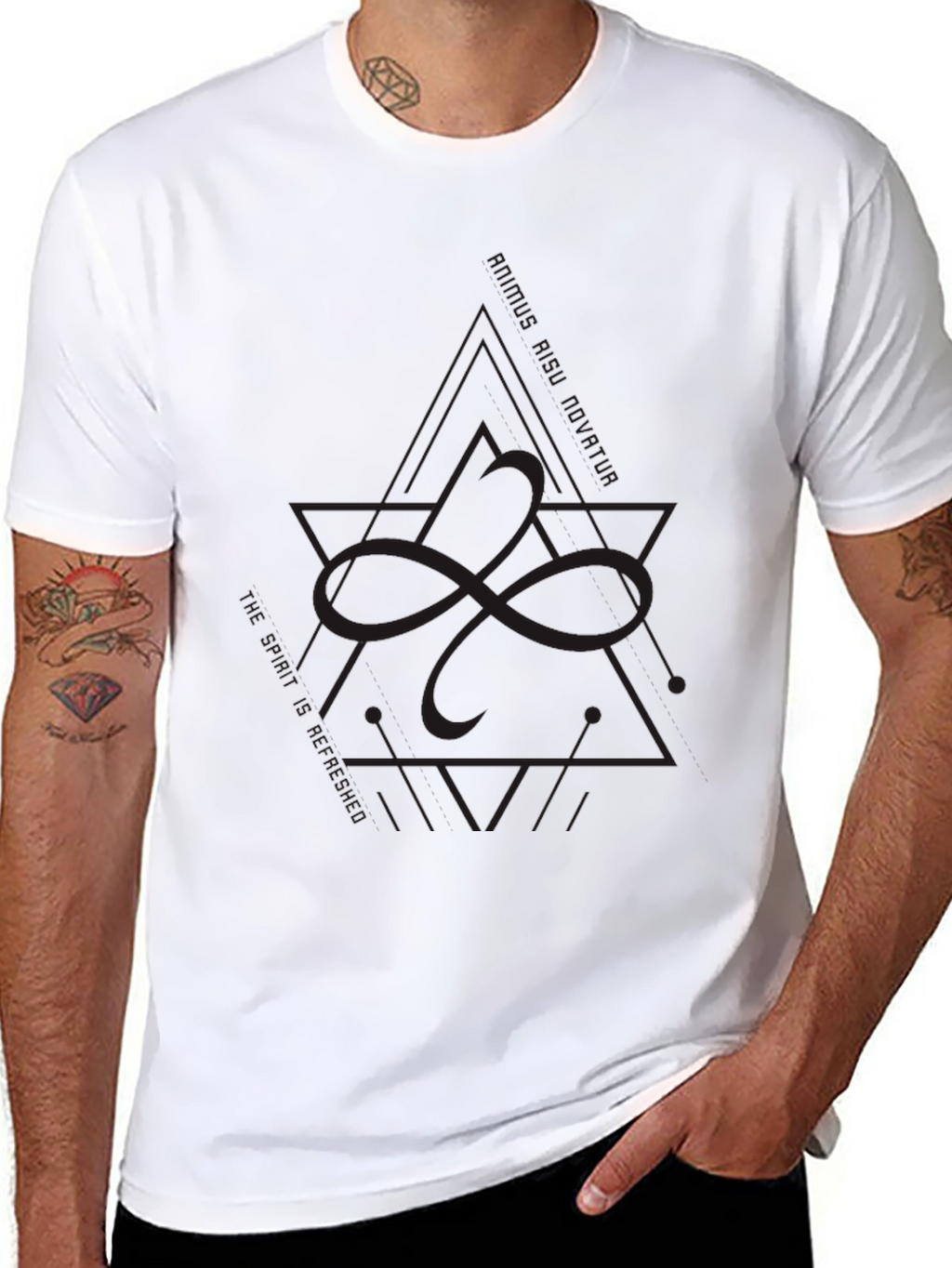 Modern Geometric Graphic Black T-Shirt
