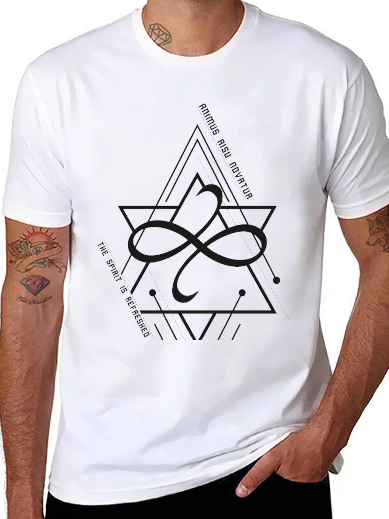 Modern Geometric Graphic Black T-Shirt
