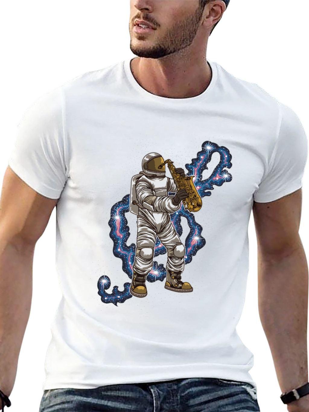 Astronaut Saxophone Black T-Shirt