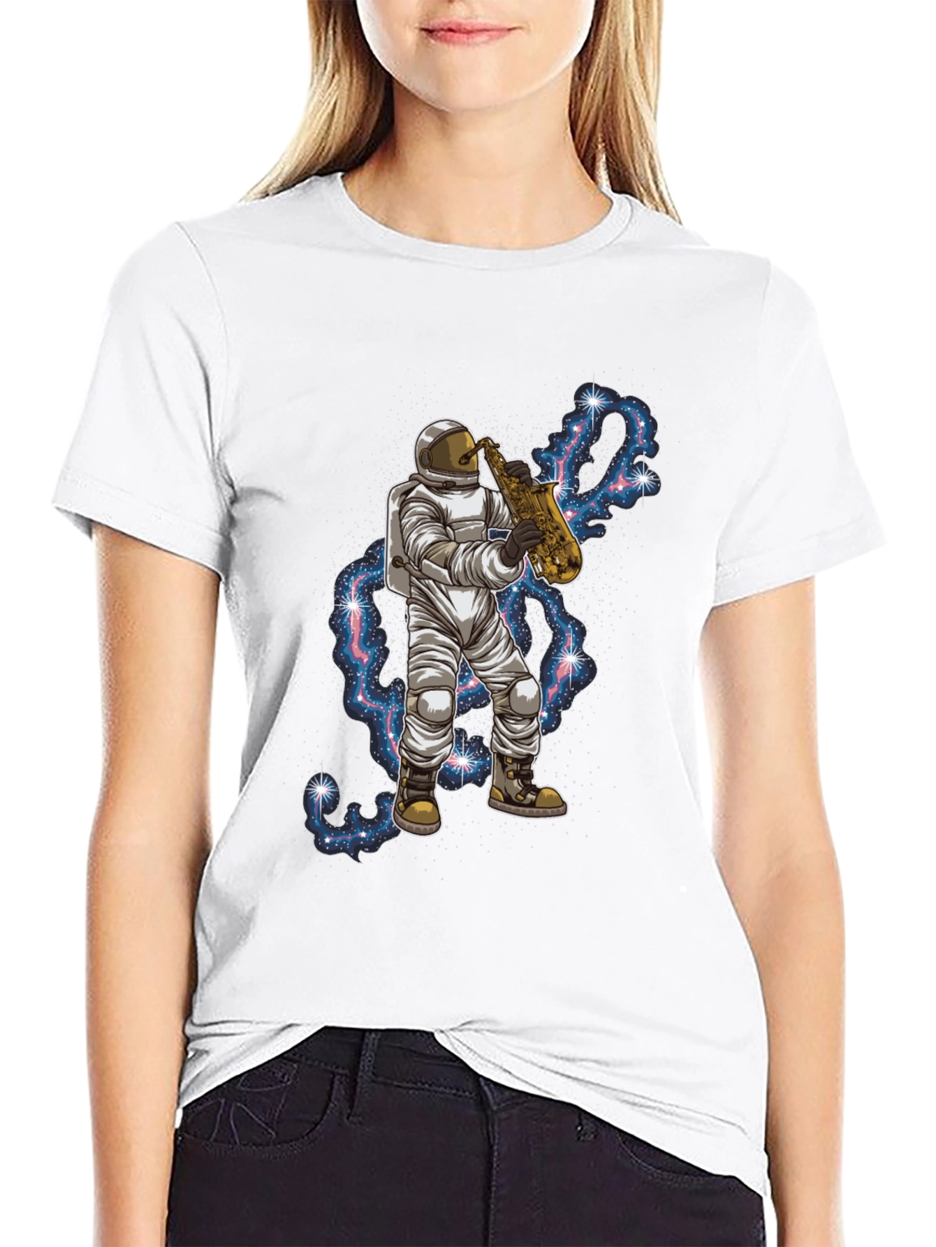 Astronaut Saxophone Black T-Shirt