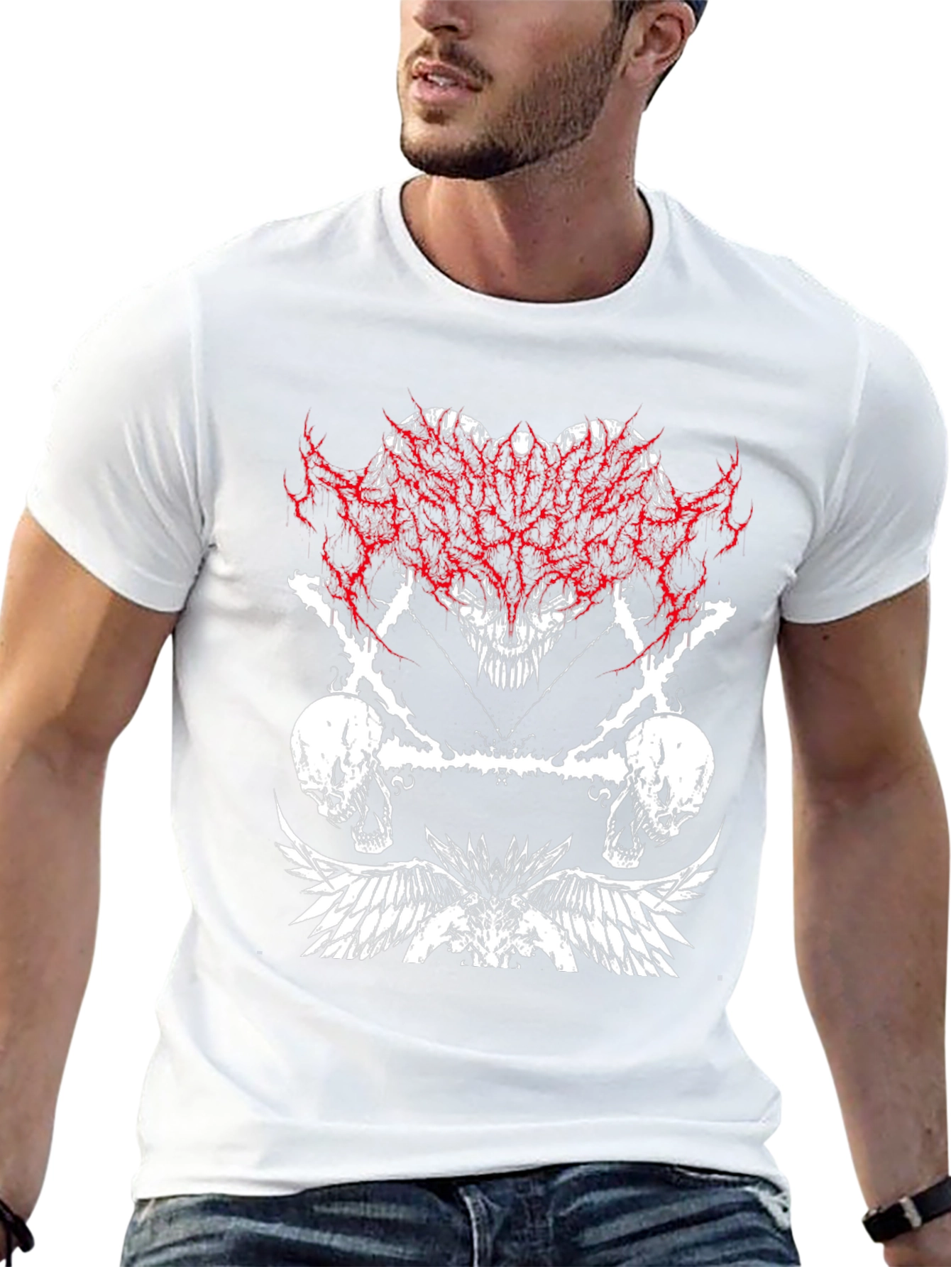 Edgy Graphic Tee - Skulls & Wings