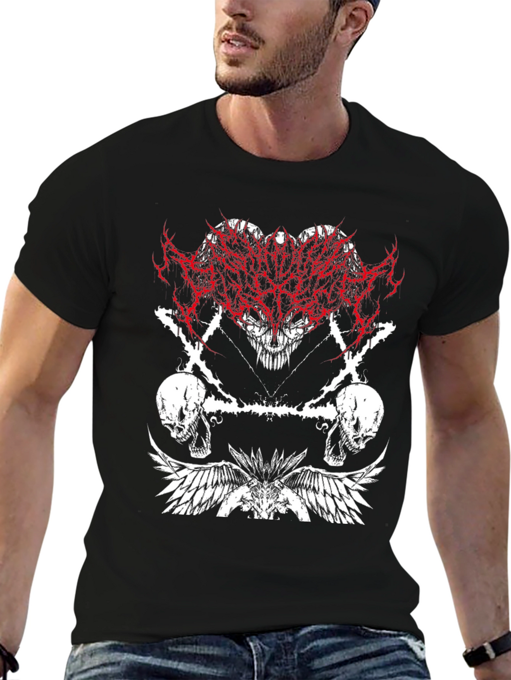 Edgy Graphic Tee - Skulls & Wings