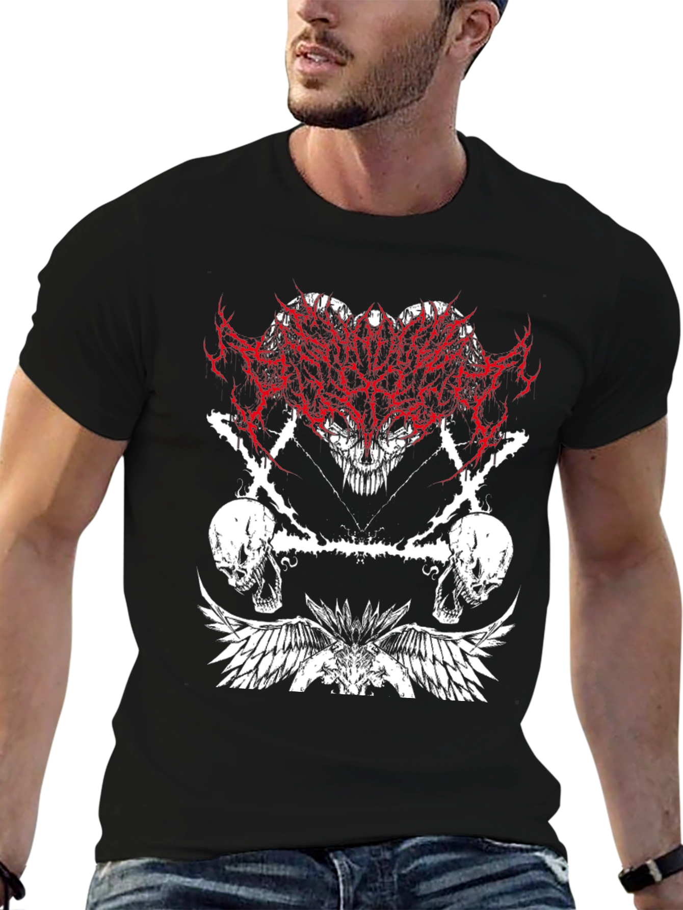 Edgy Graphic Tee - Skulls & Wings