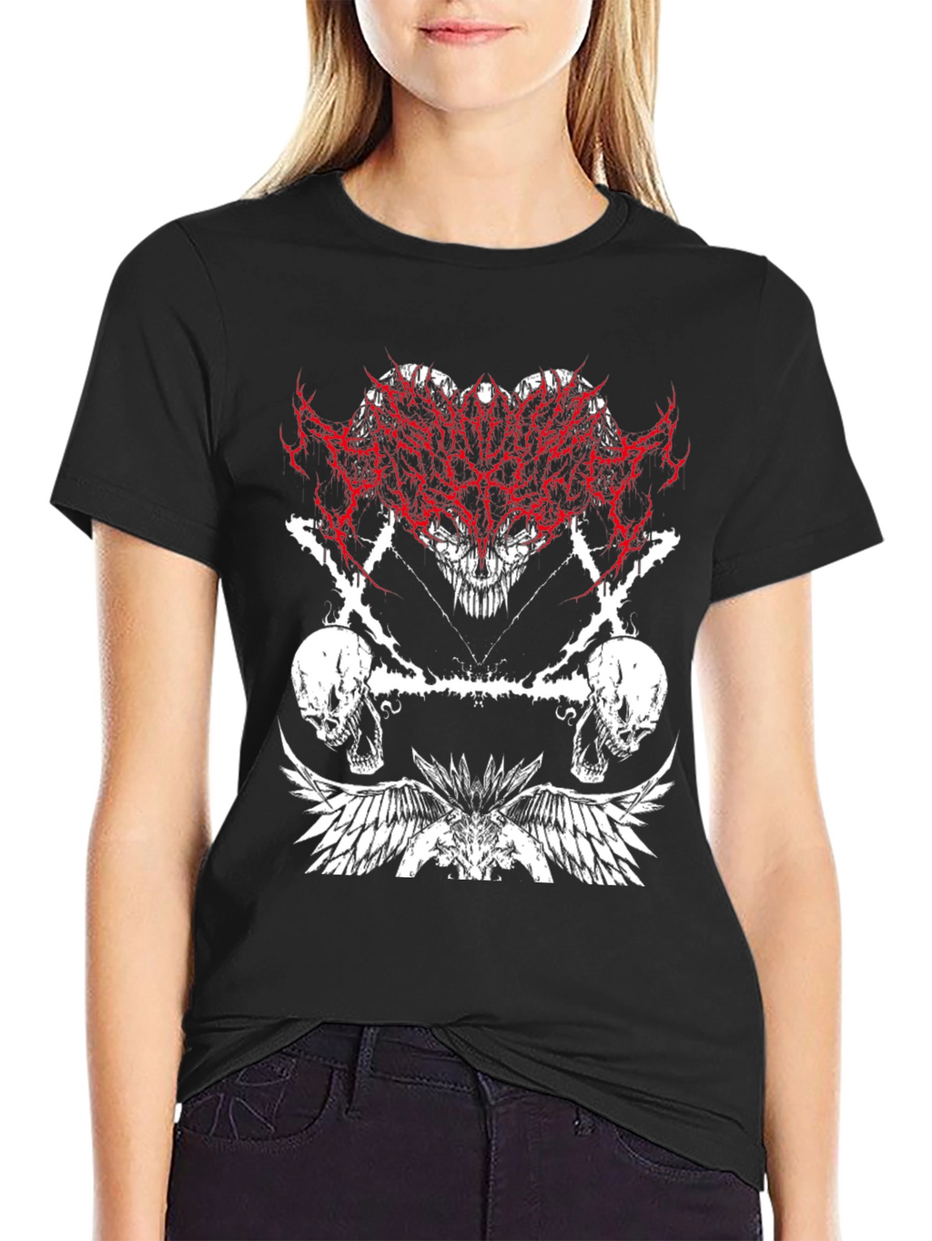 Edgy Graphic Tee - Skulls & Wings