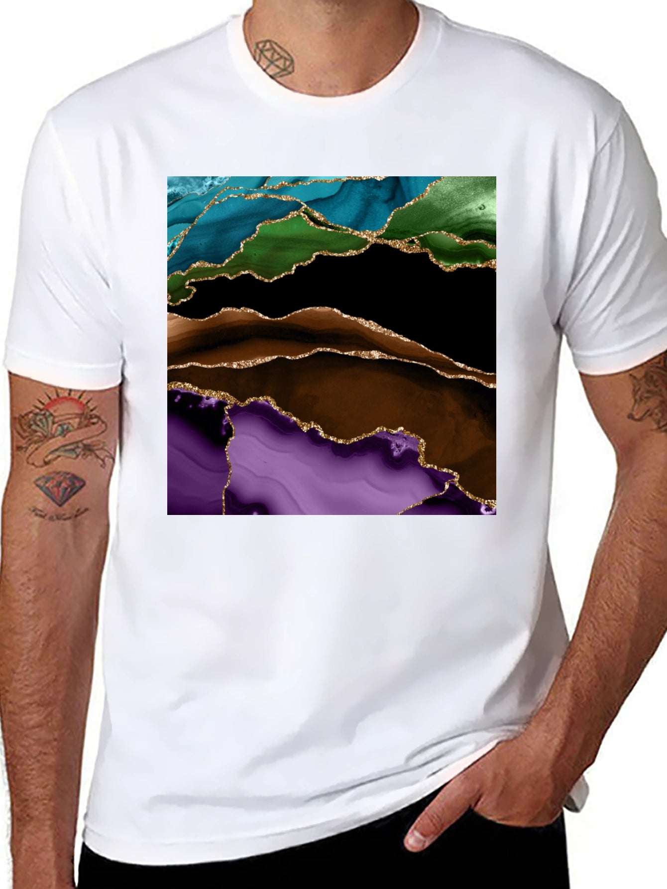 Abstract Gold-Accented T-Shirt
