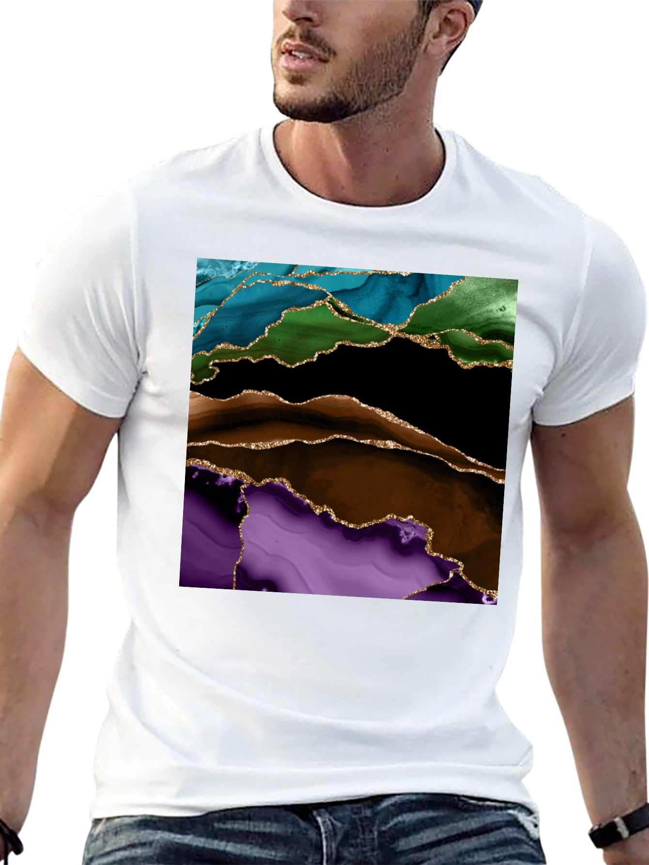 Abstract Gold-Accented T-Shirt