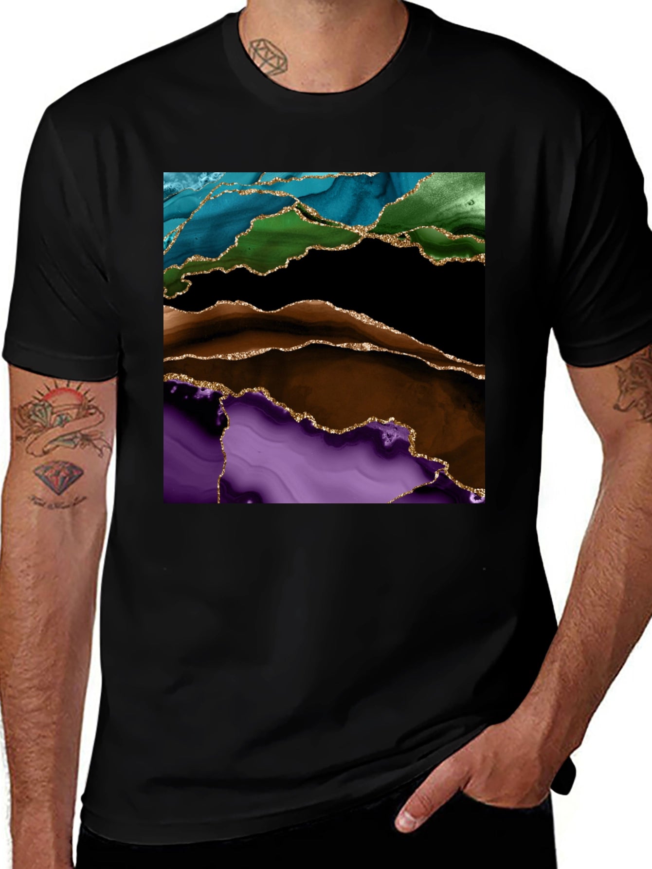 Abstract Gold-Accented T-Shirt