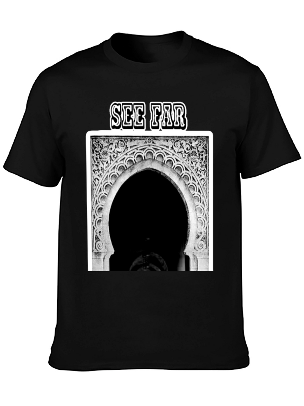 See Far Black Graphic Tee