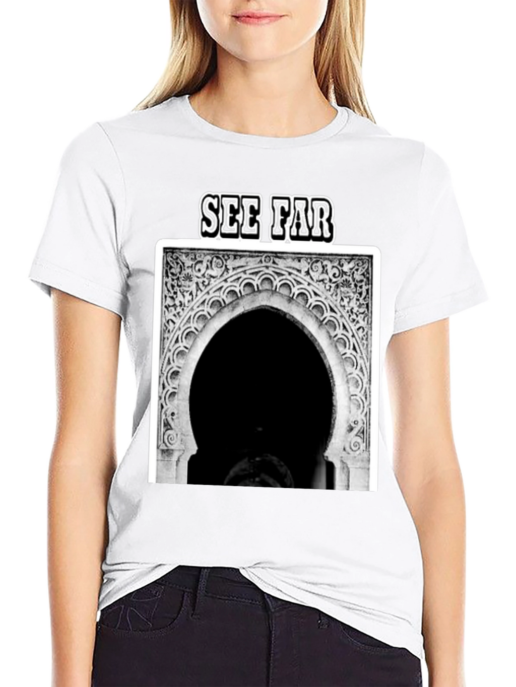 See Far Black Graphic Tee