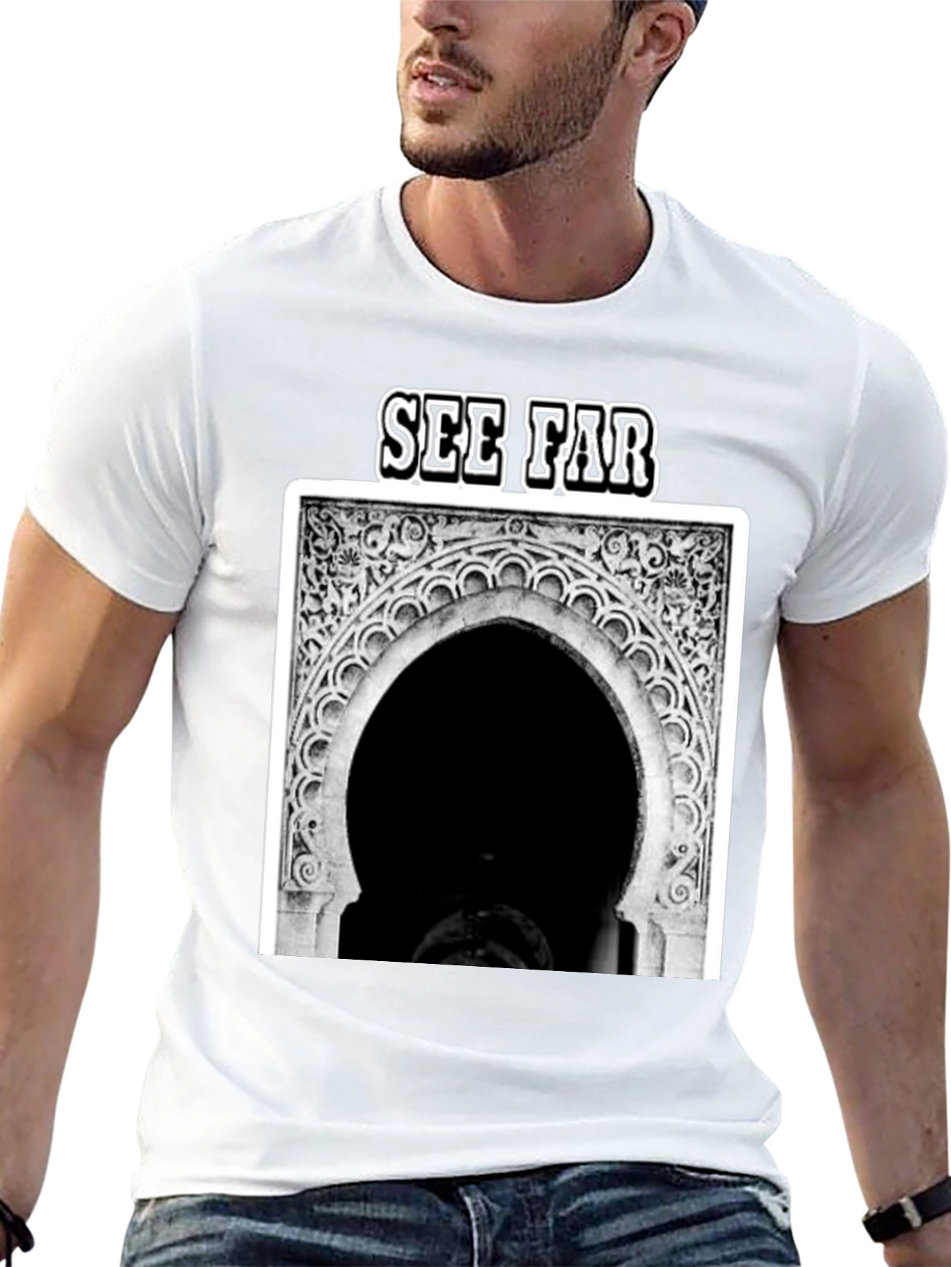 See Far Black Graphic Tee