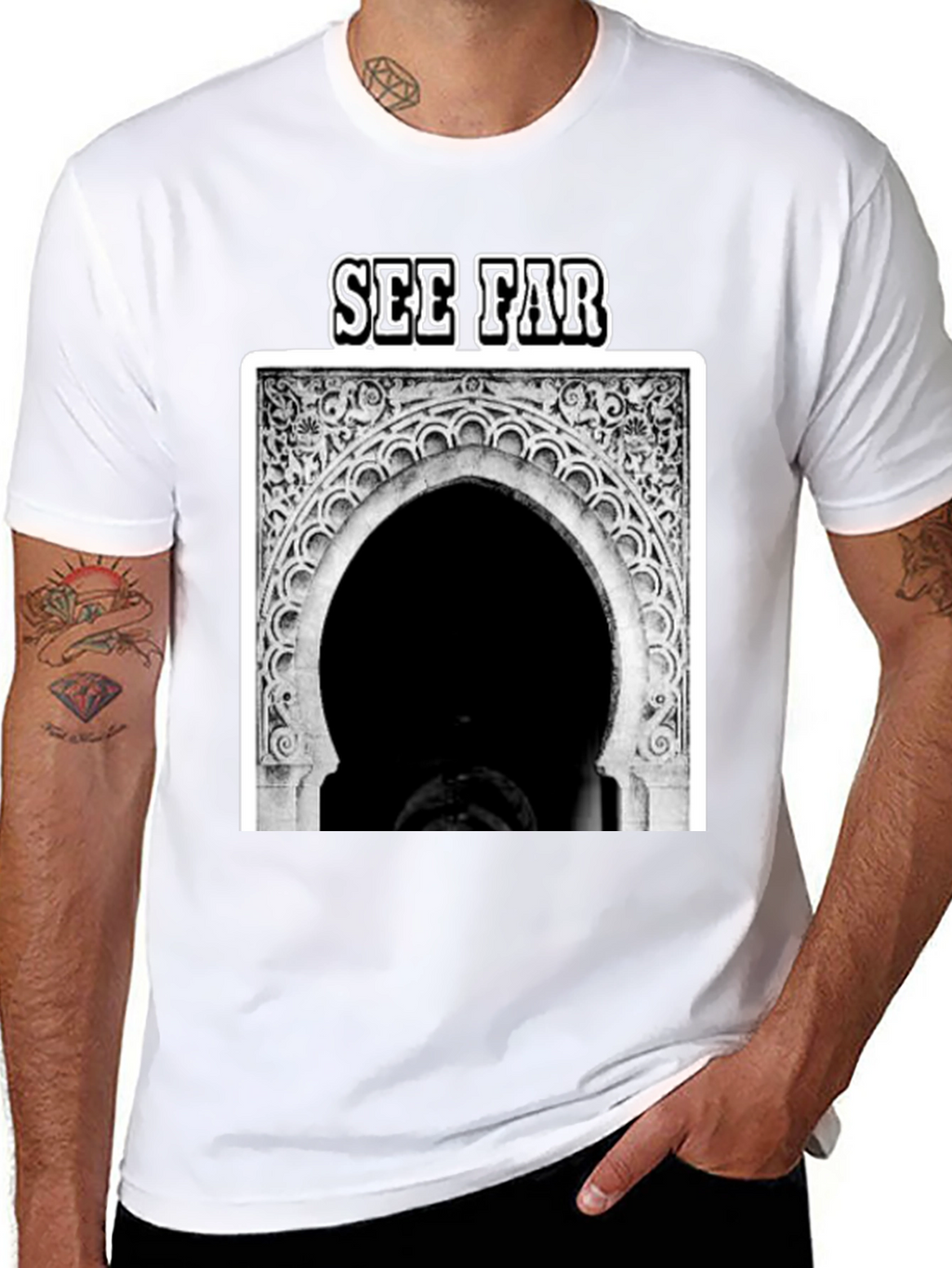 See Far Black Graphic Tee
