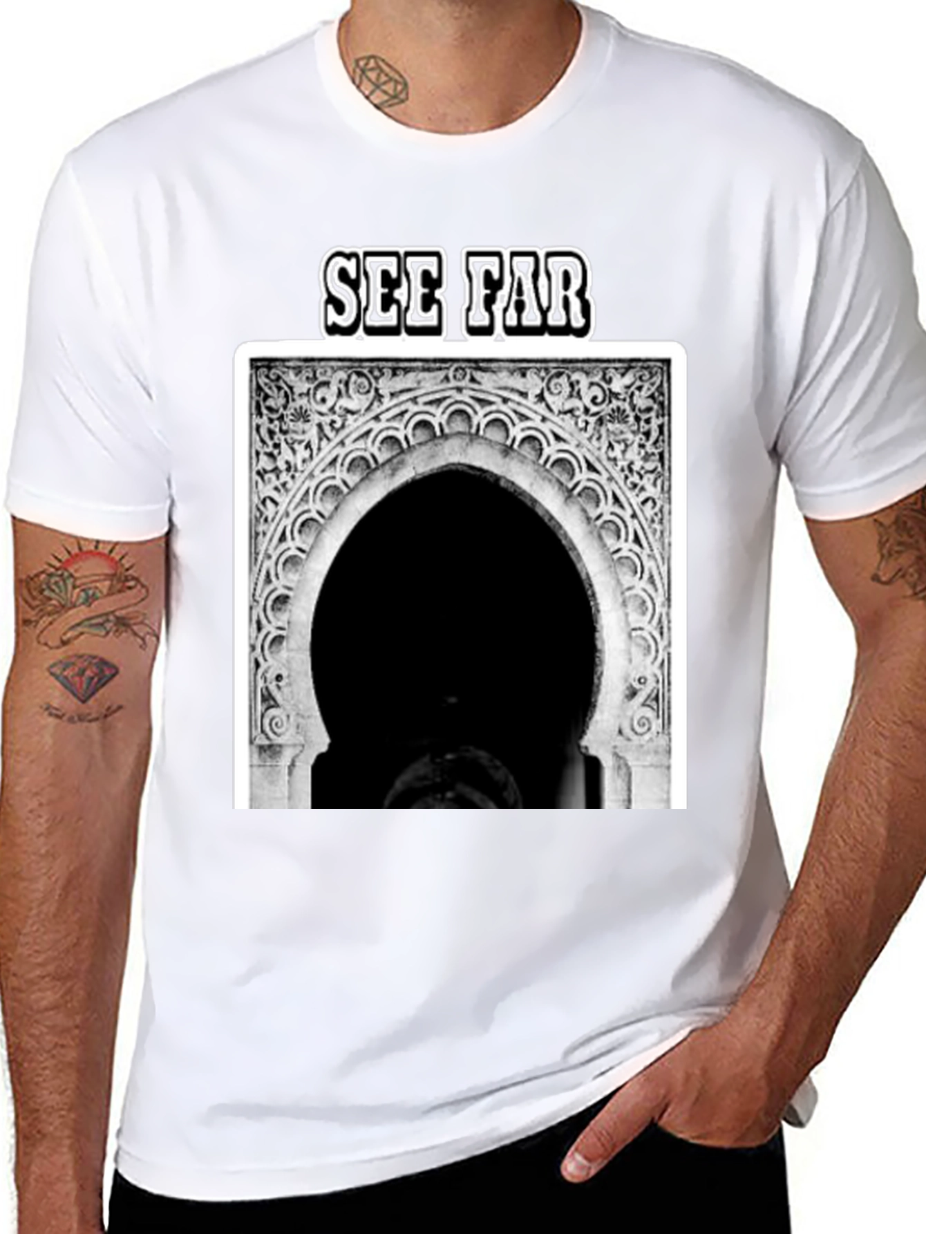 See Far Black Graphic Tee